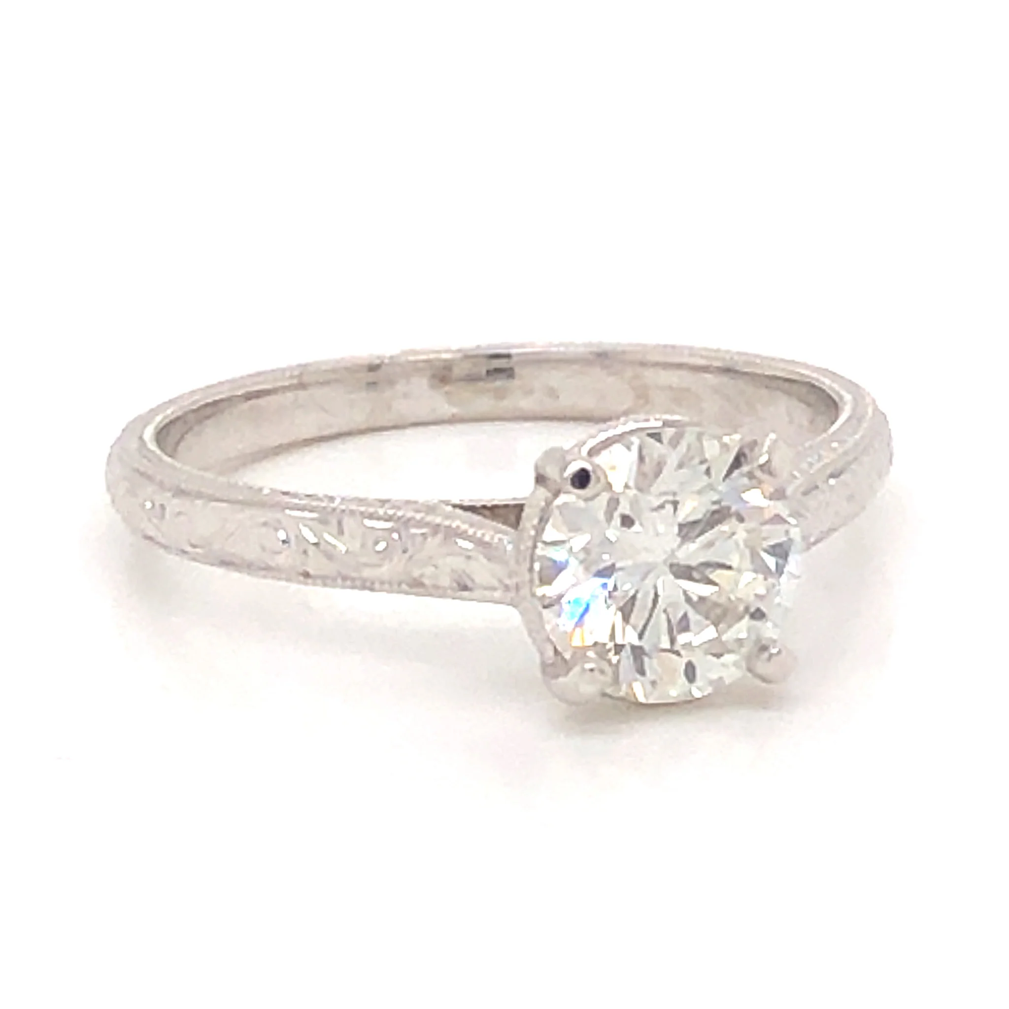 1.04 Art Deco Diamond Engagement Ring in 18K White Gold - Image 3