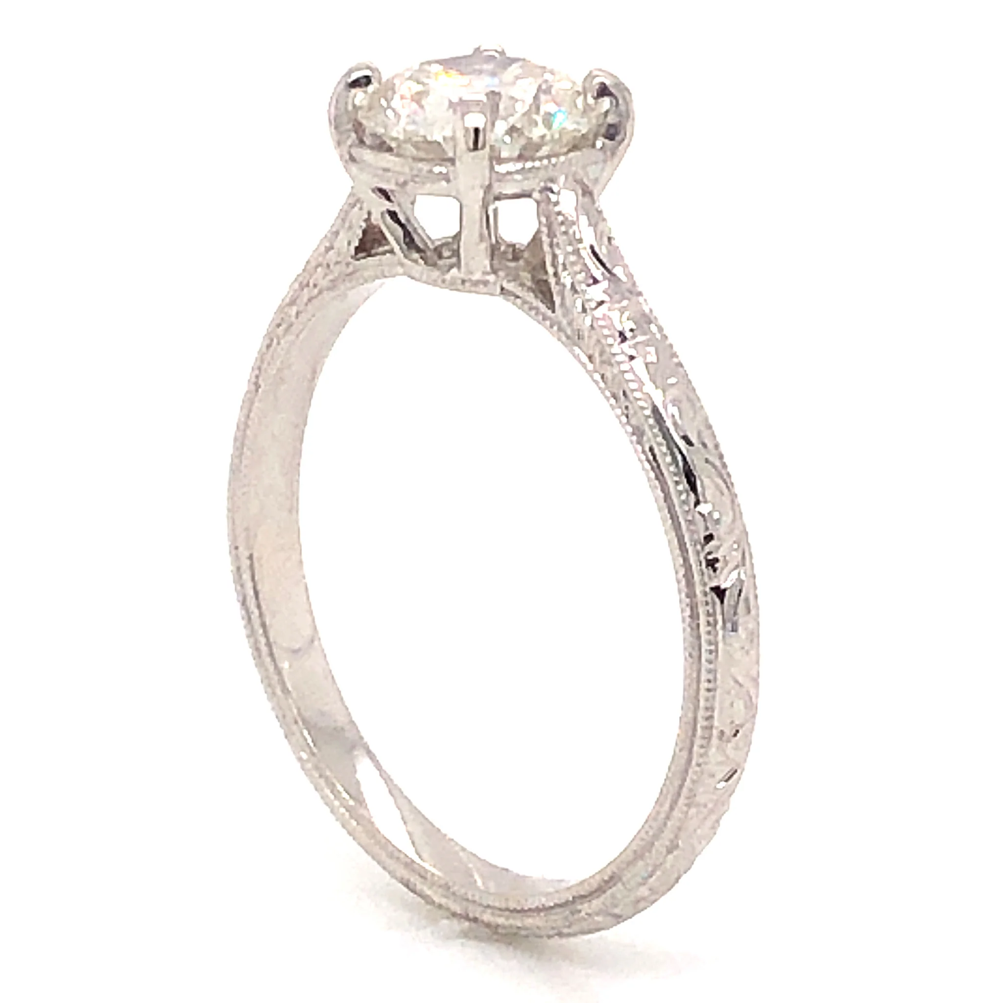 1.04 Art Deco Diamond Engagement Ring in 18K White Gold - Image 5
