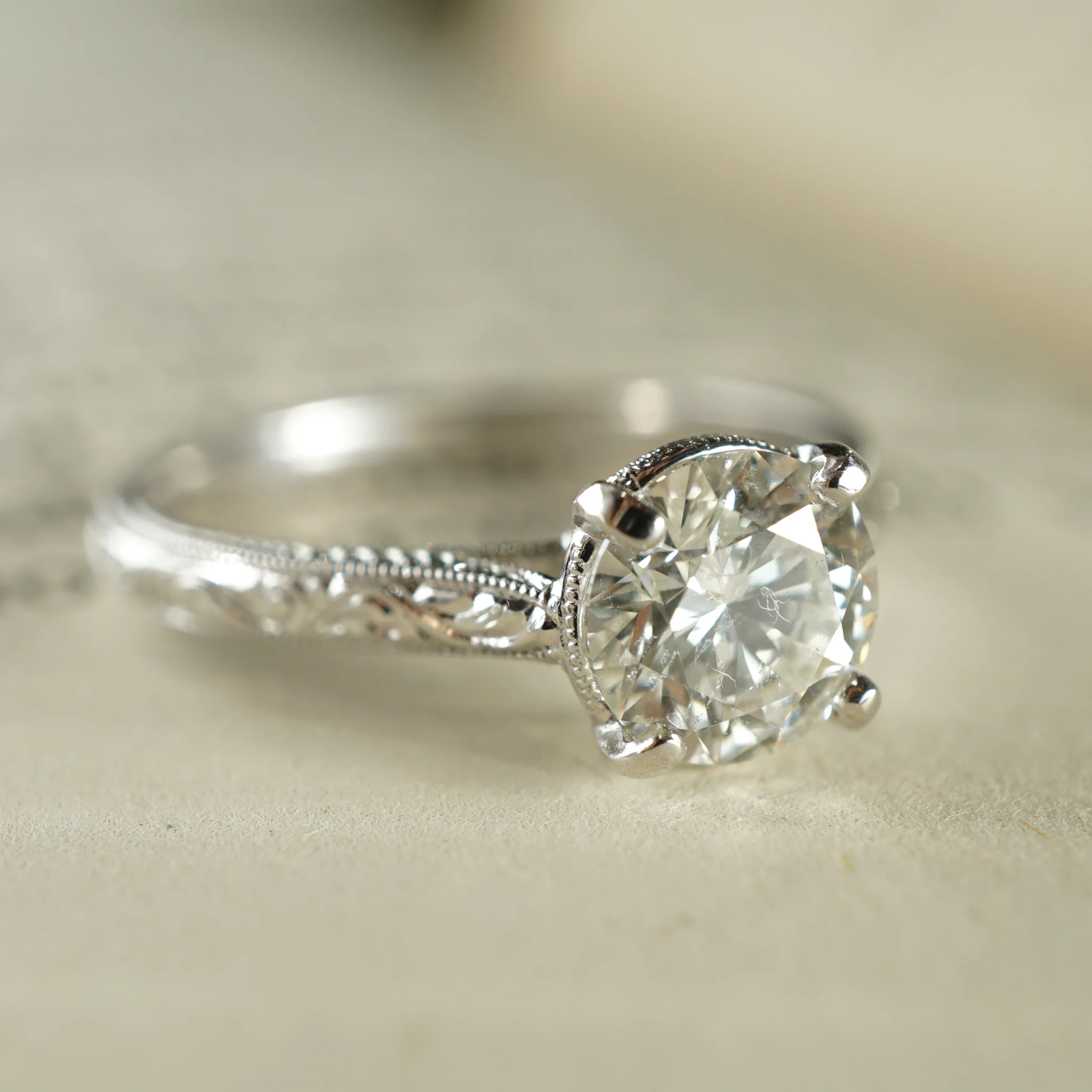 1.04 Art Deco Diamond Engagement Ring in 18K White Gold - Image 6
