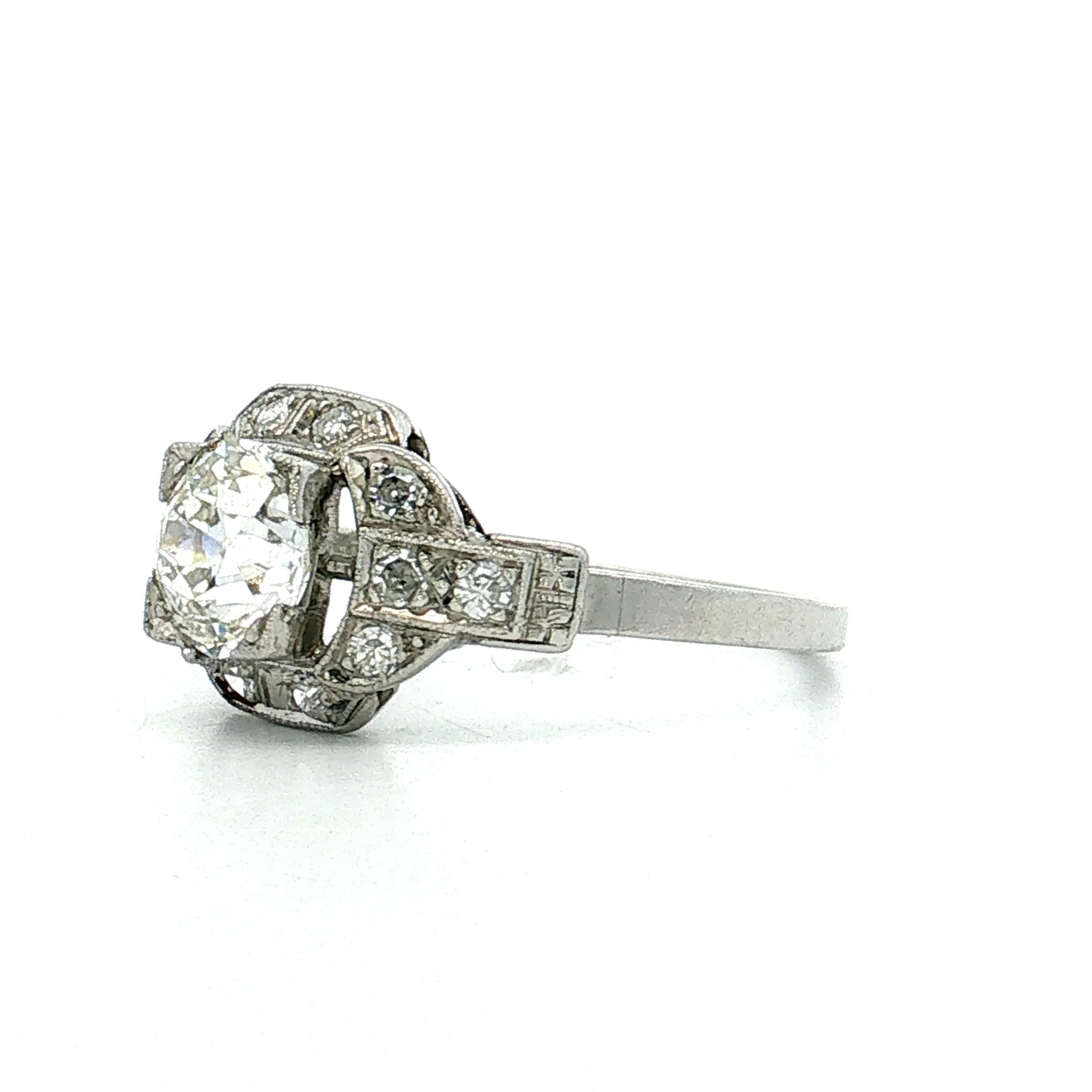 1.04 Art Deco Diamond Engagement Ring Platinum - Image 2