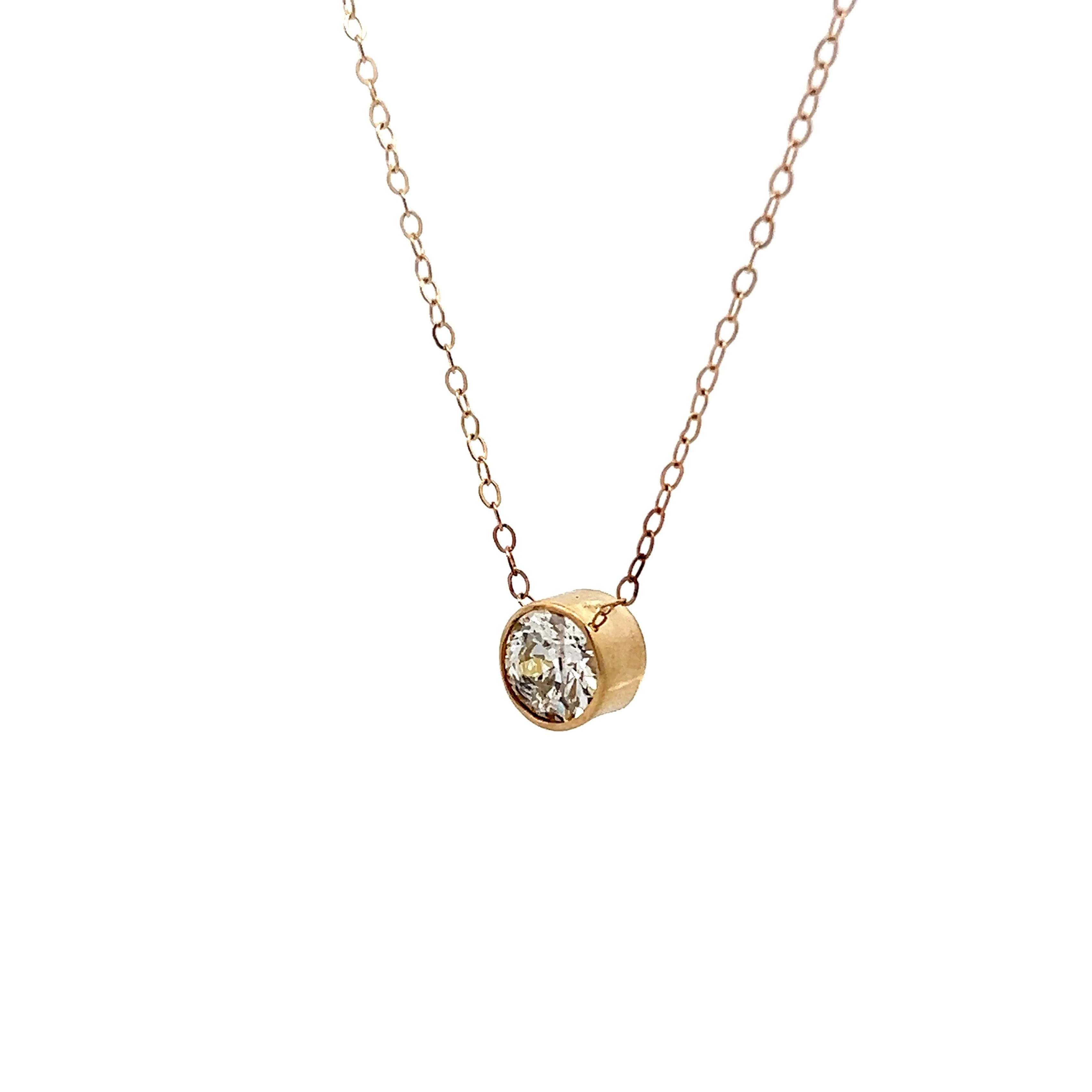 1.04 Old European Diamond Pendant in 14k - Image 2