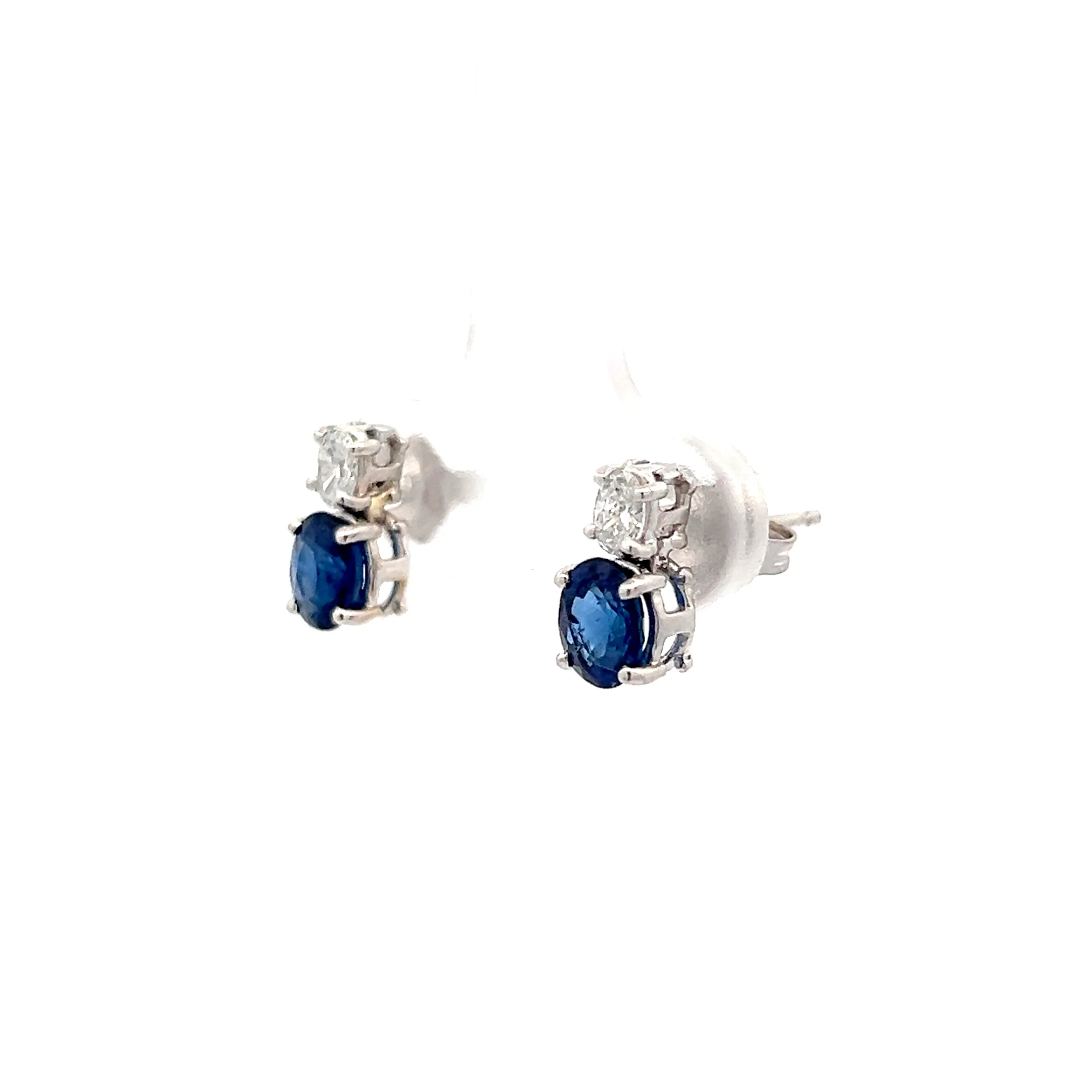 1.04 Sapphire & Diamond Earring Studs in 18k - Image 2