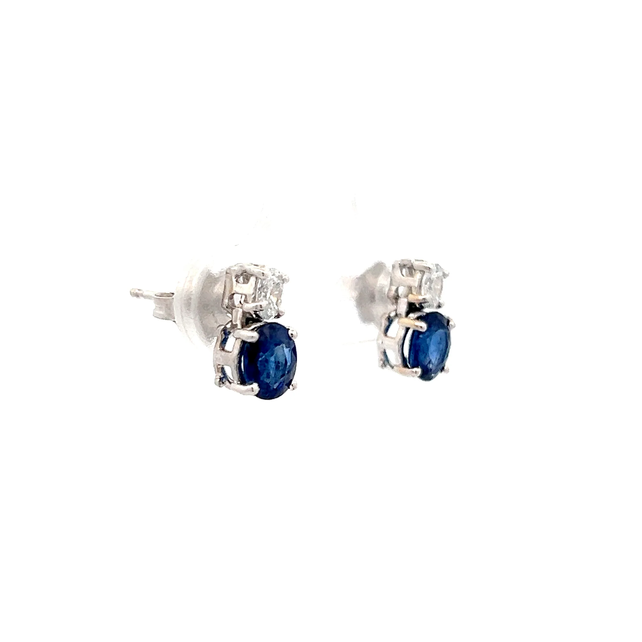 1.04 Sapphire & Diamond Earring Studs in 18k - Image 3