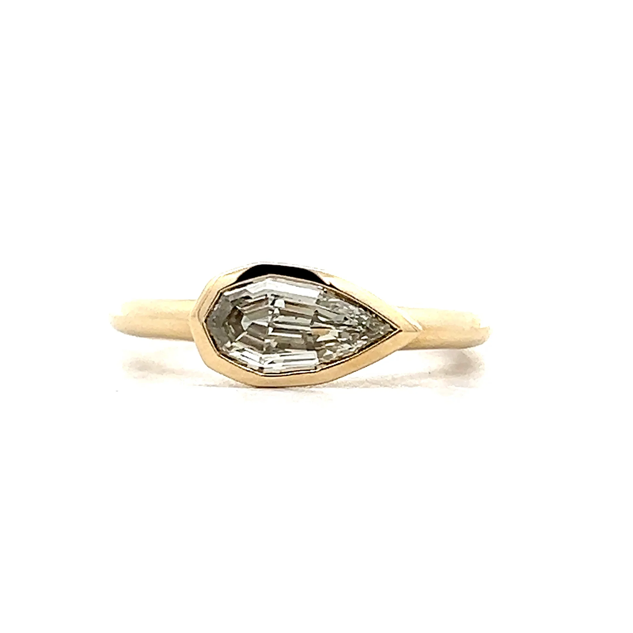 1.04 Step Pear Cut Diamond Engagement Ring 14k