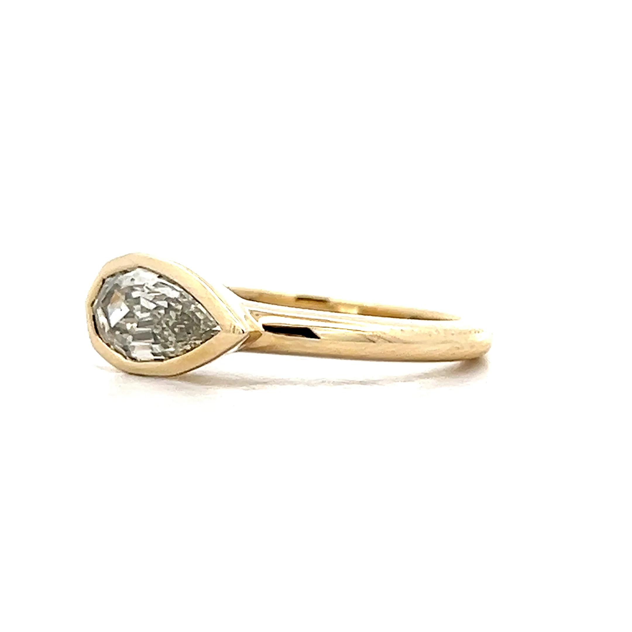 1.04 Step Pear Cut Diamond Engagement Ring 14k - Image 2
