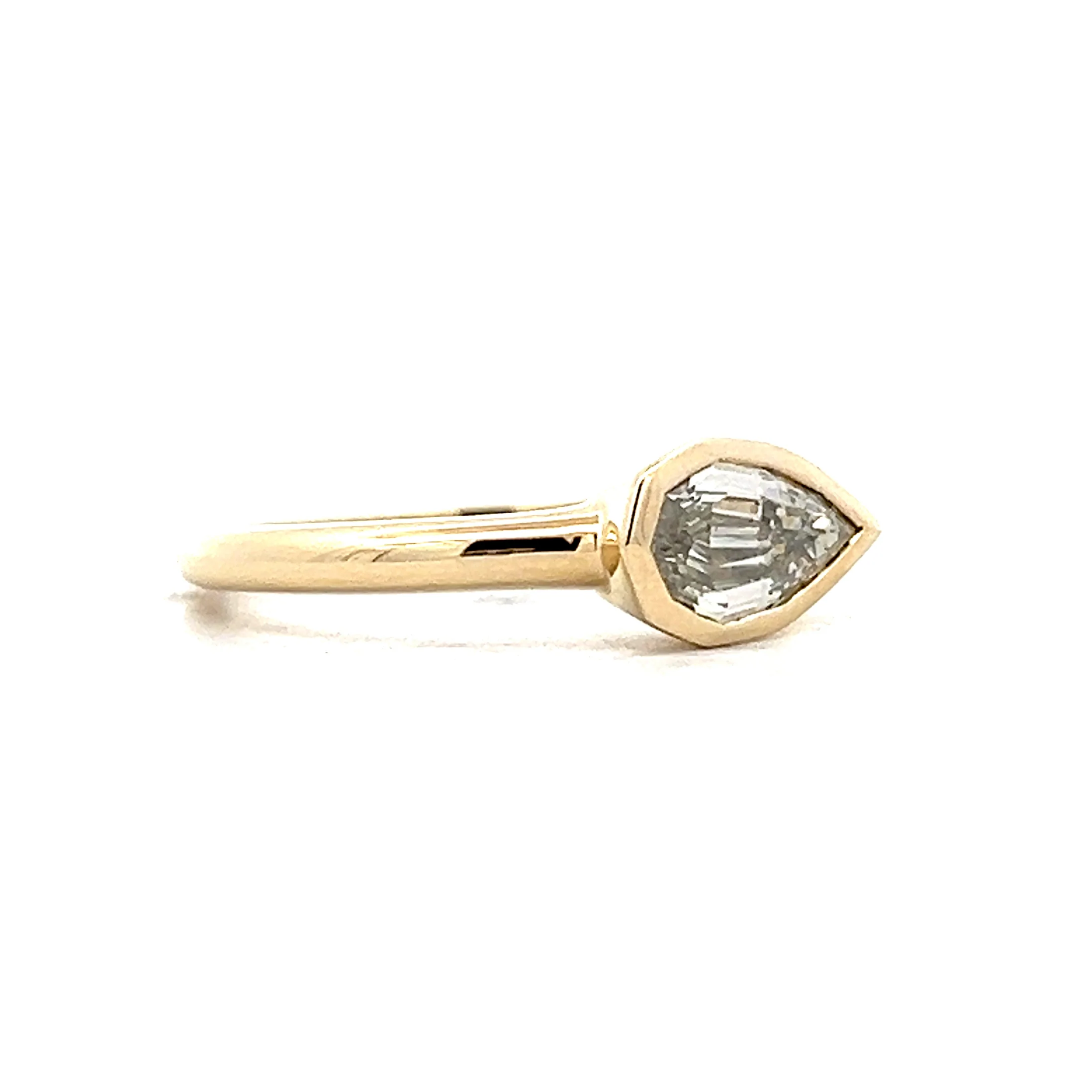 1.04 Step Pear Cut Diamond Engagement Ring 14k - Image 3
