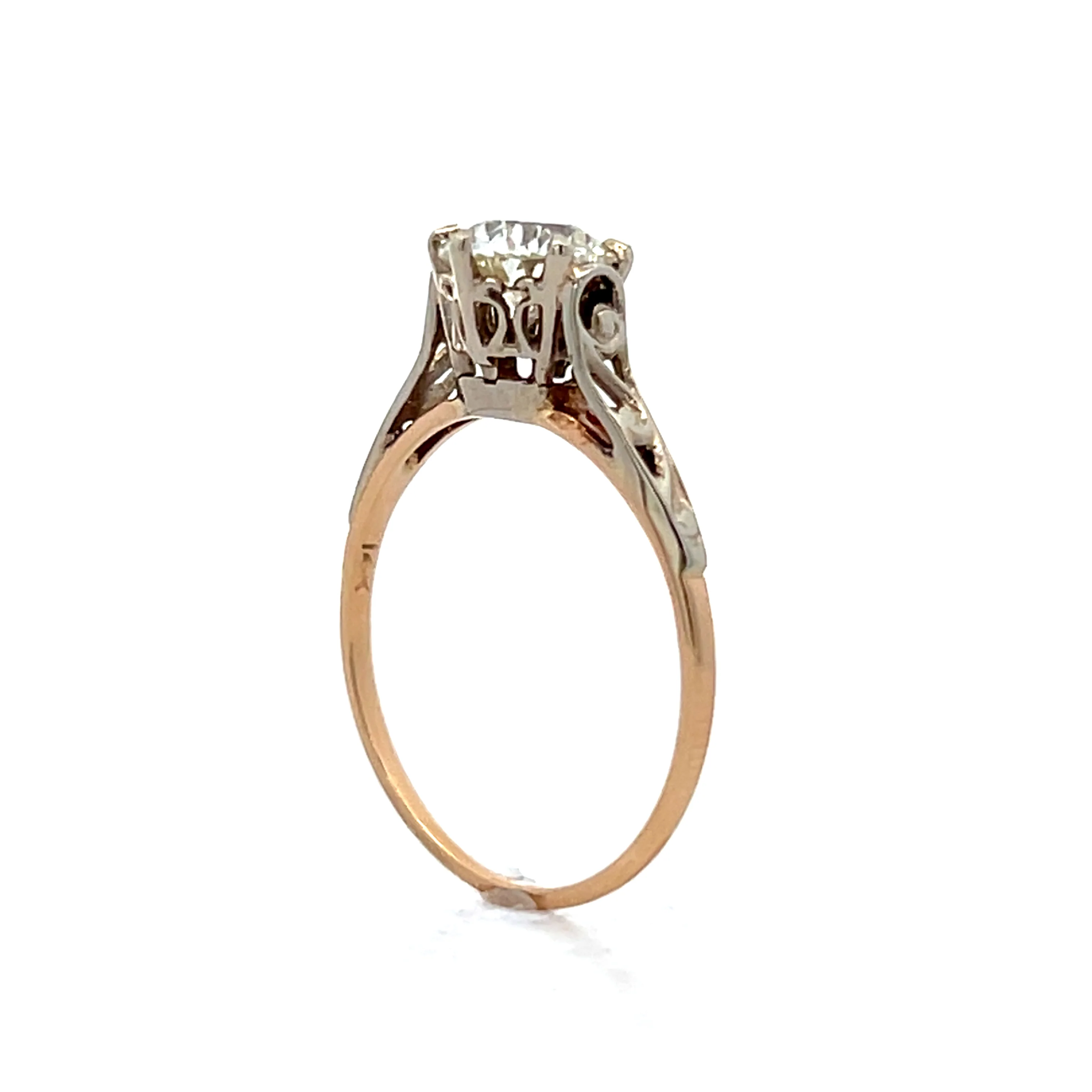 1.04 Vintage Retro Solitaire Diamond Engagement Ring 14k - Image 5