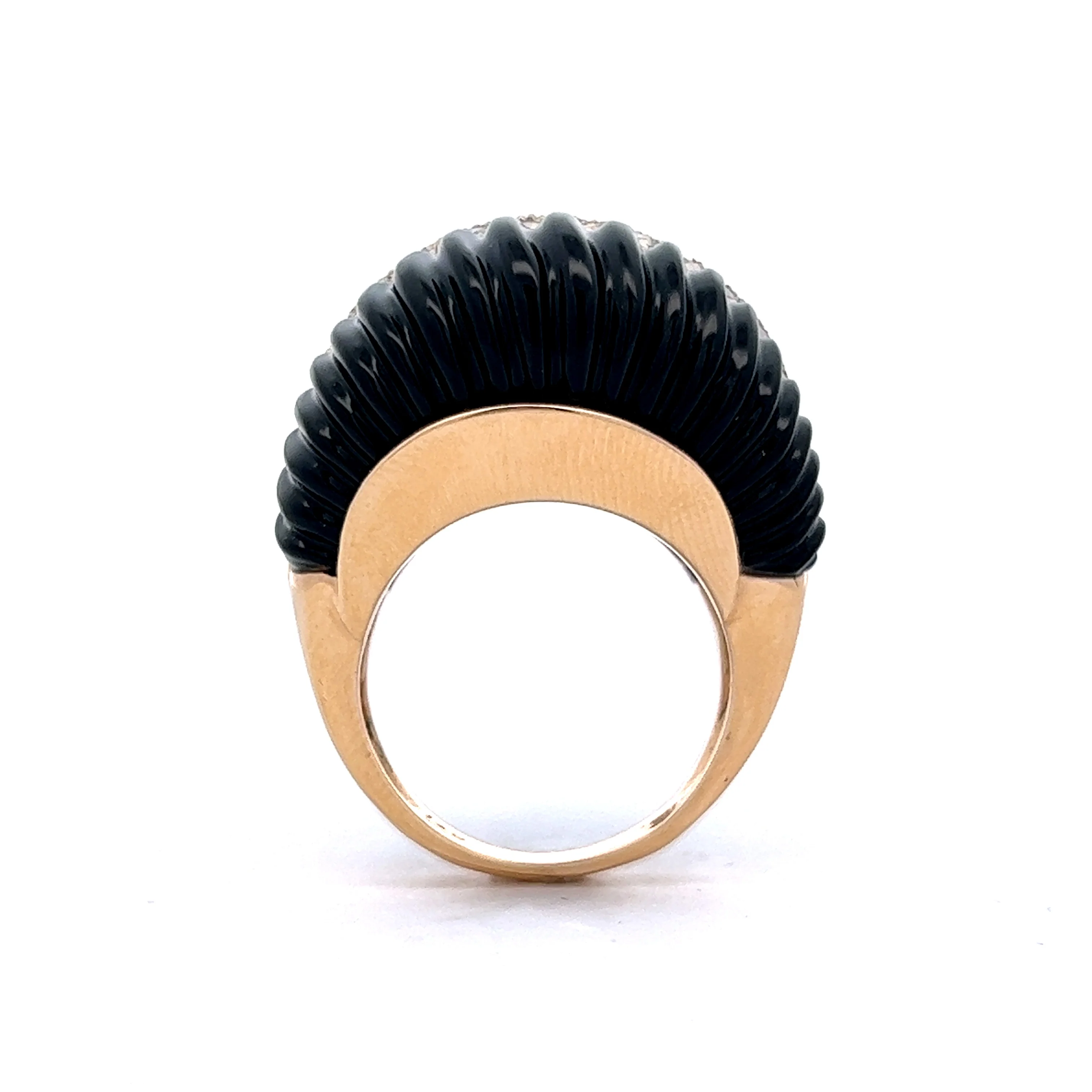 1.04 Diamond & Onyx Cocktail Ring in 14k Yellow Gold - Image 4