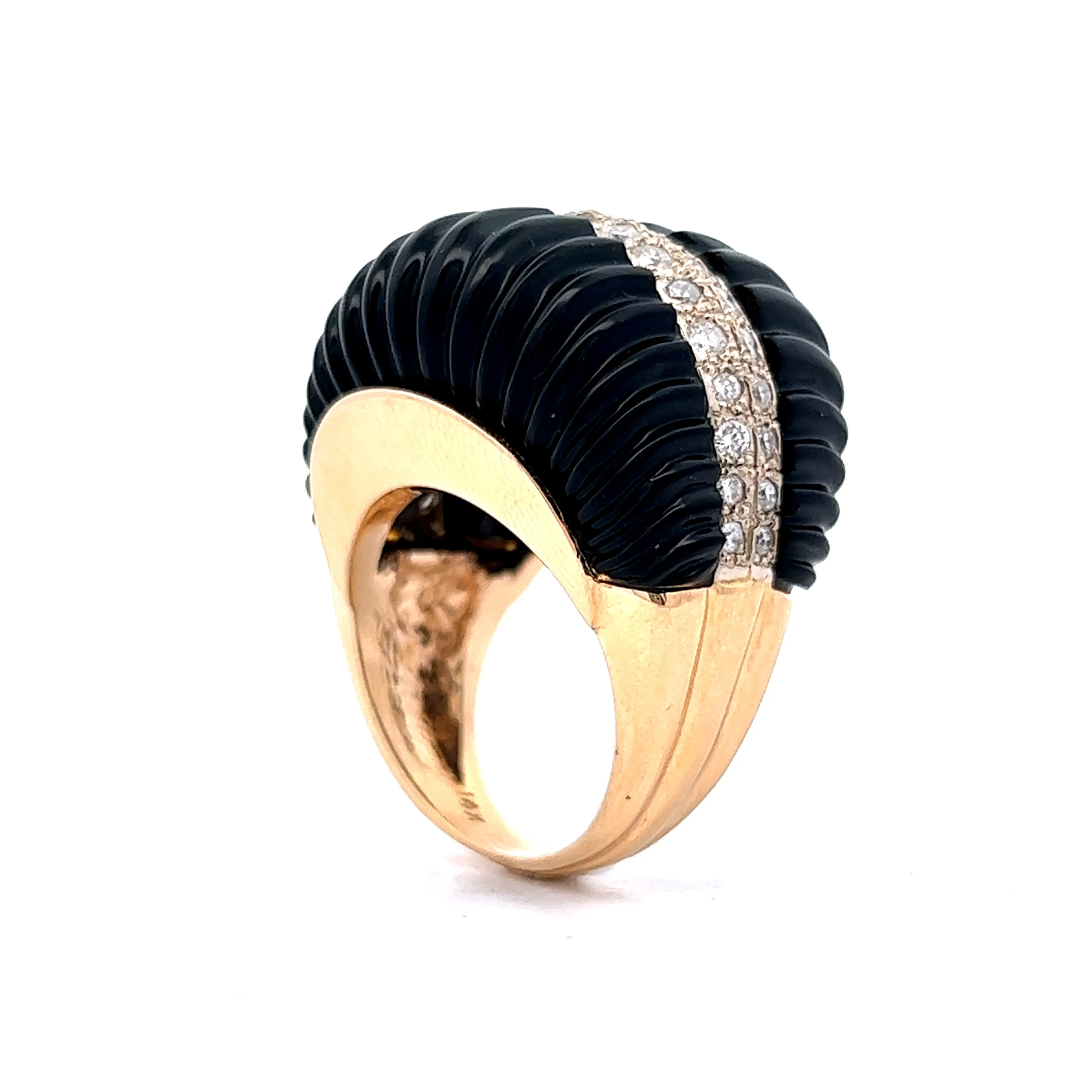 1.04 Diamond & Onyx Cocktail Ring in 14k Yellow Gold - Image 5