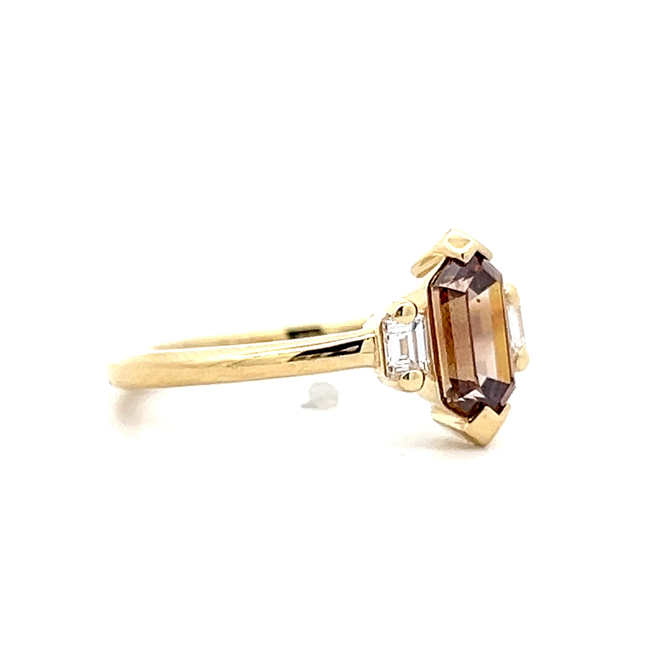1.05 Hexagon Three Stone Engagement Ring in 14k - Image 3