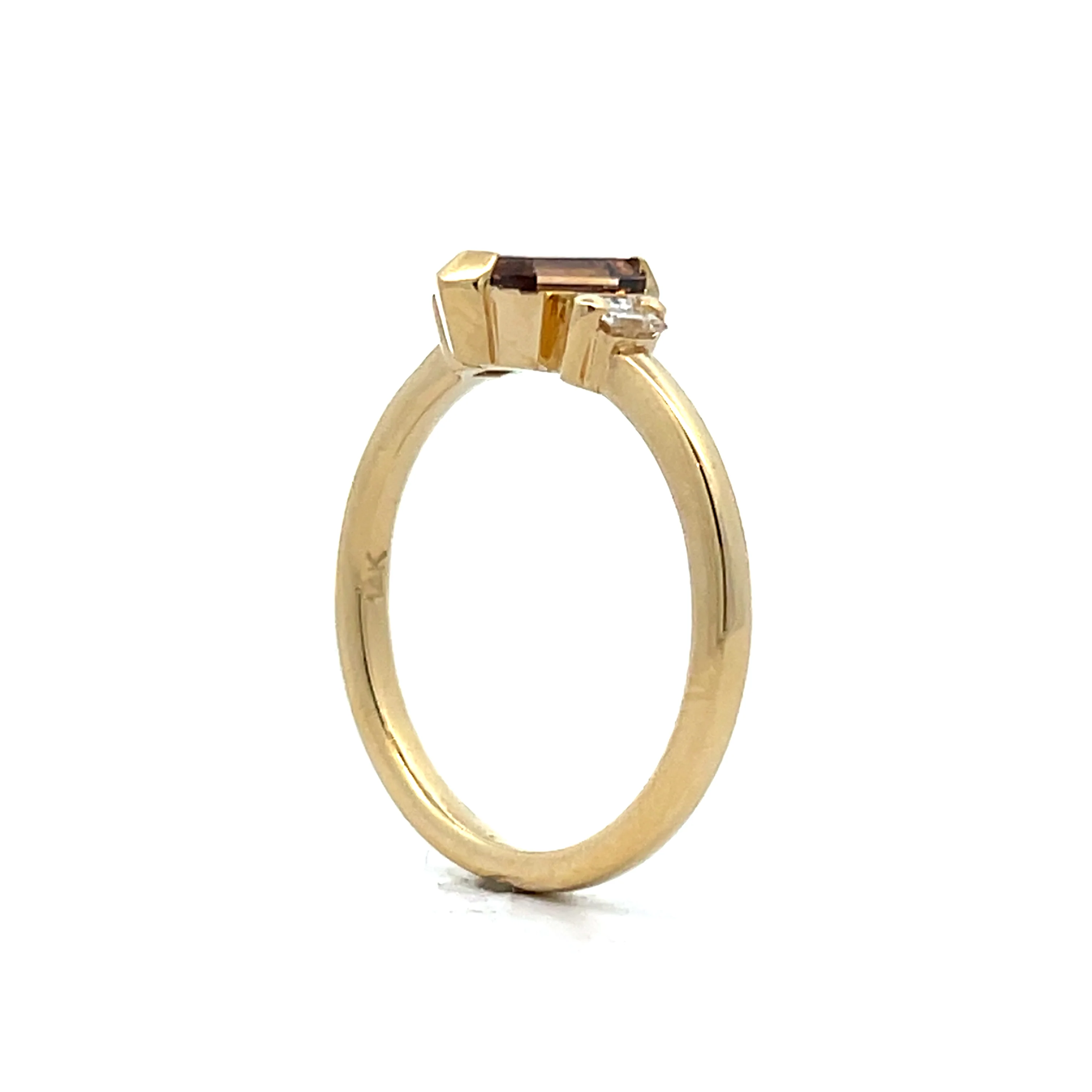 1.05 Hexagon Three Stone Engagement Ring in 14k - Image 5