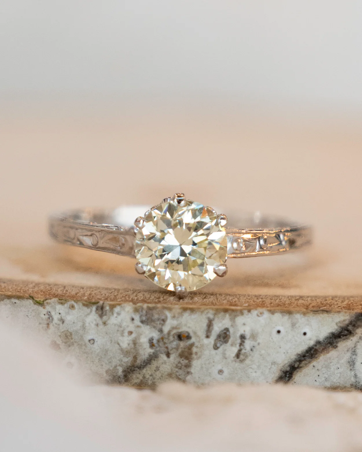 1.05 Vintage Deco Solitaire Engagement Ring in 14k - Image 6