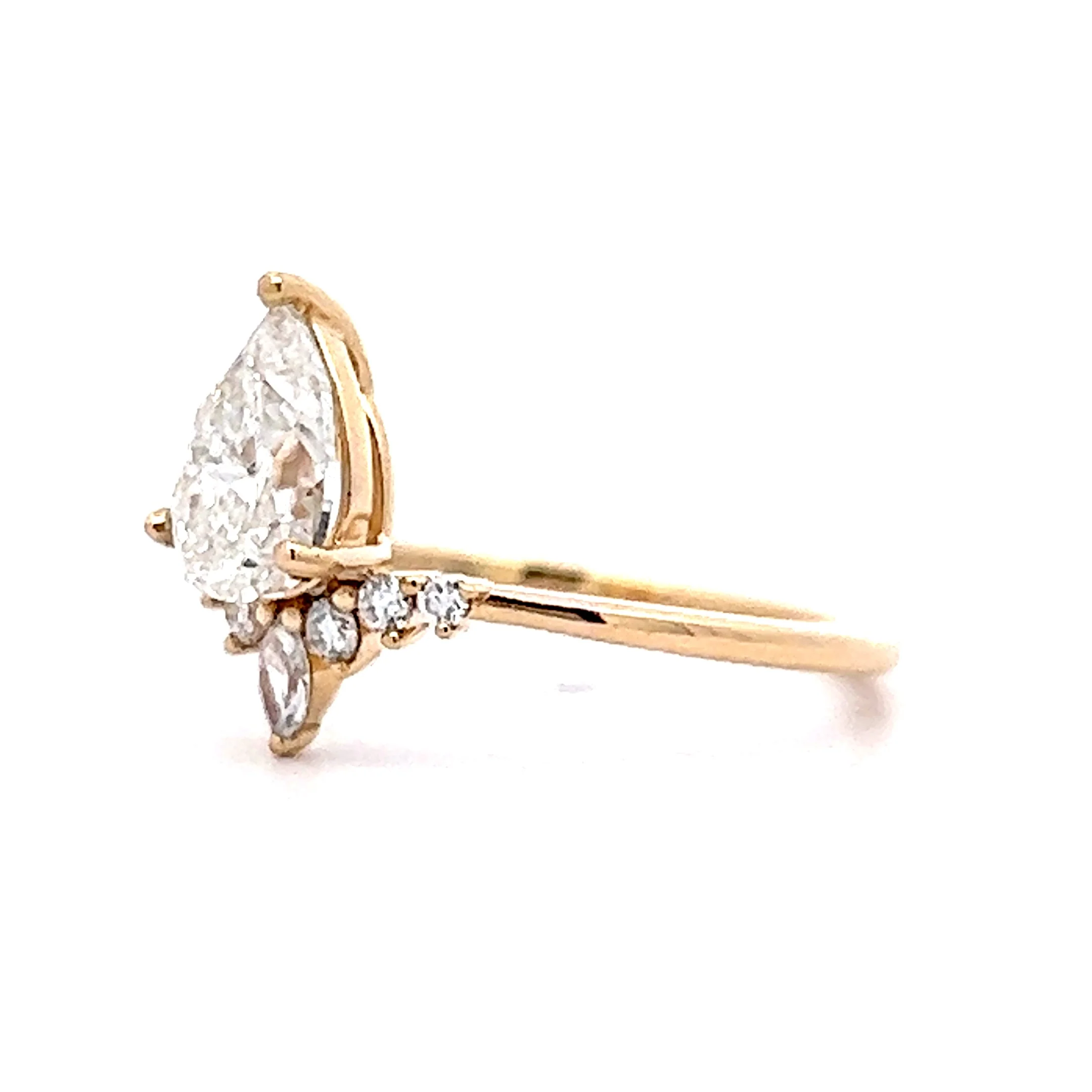 1.05 Pear Cut Diamond Engagement Ring in 14k Yellow Gold - Image 2
