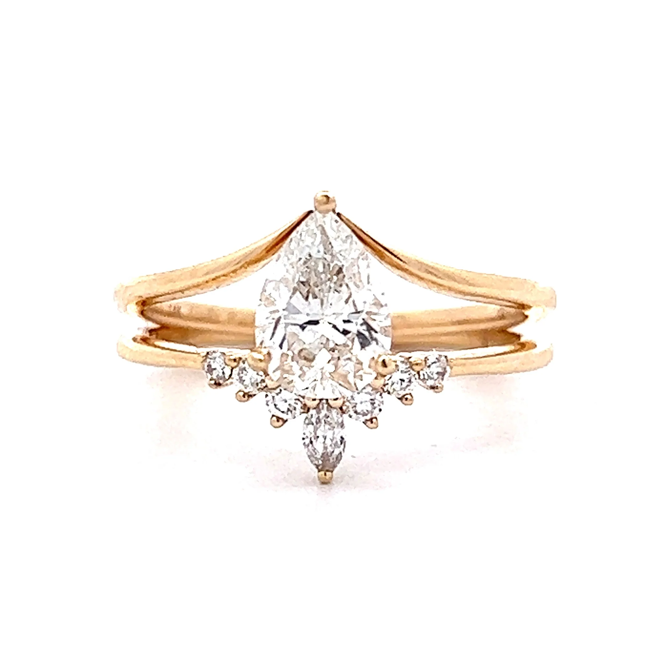 1.05 Pear Cut Diamond Engagement Ring in 14k Yellow Gold - Image 6