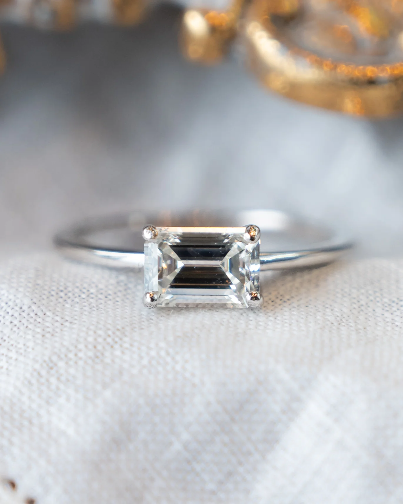 1.06 Emerald Cut Diamond Solitaire Engagement Ring in 14k - Image 6