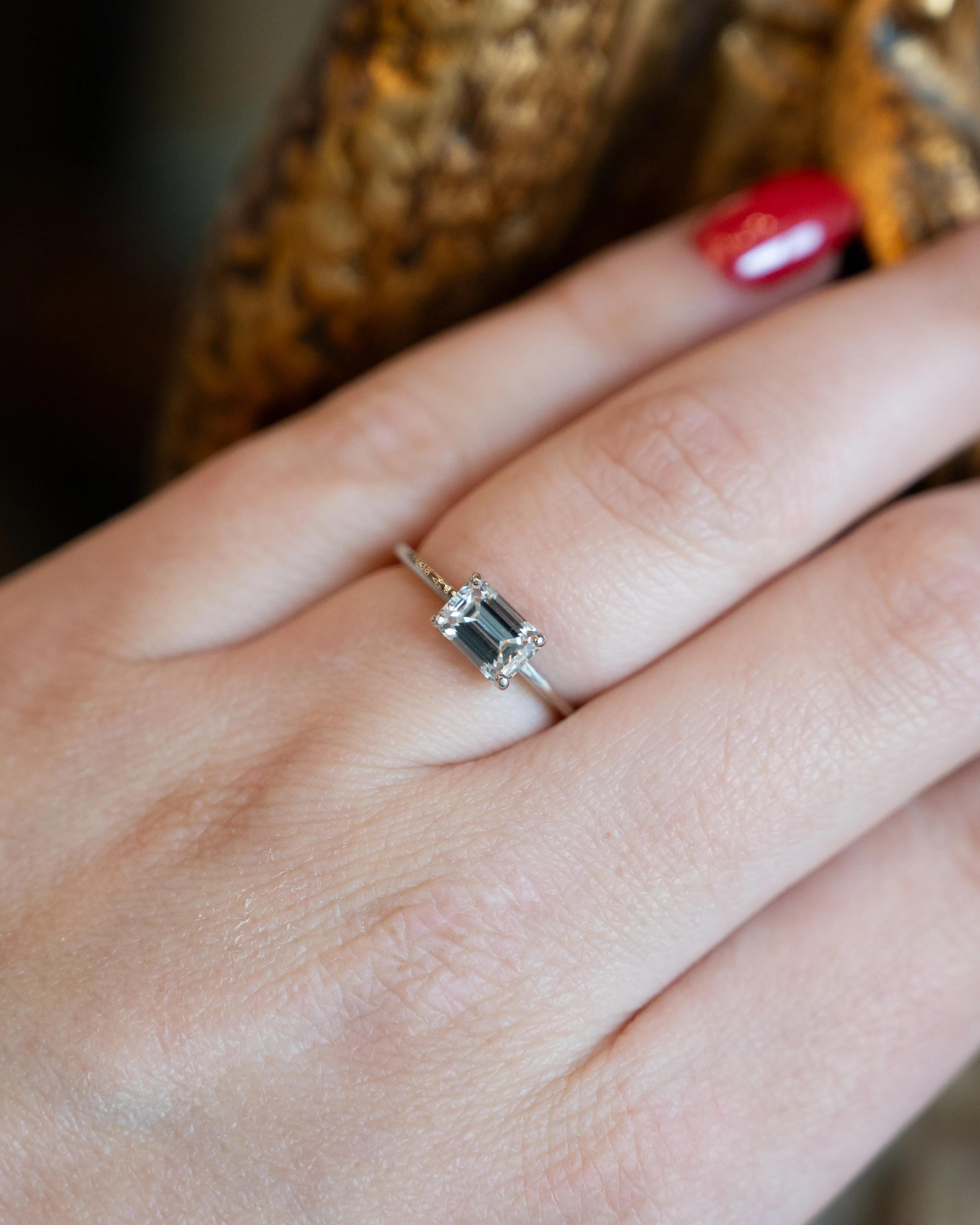 1.06 Emerald Cut Diamond Solitaire Engagement Ring in 14k - Image 7