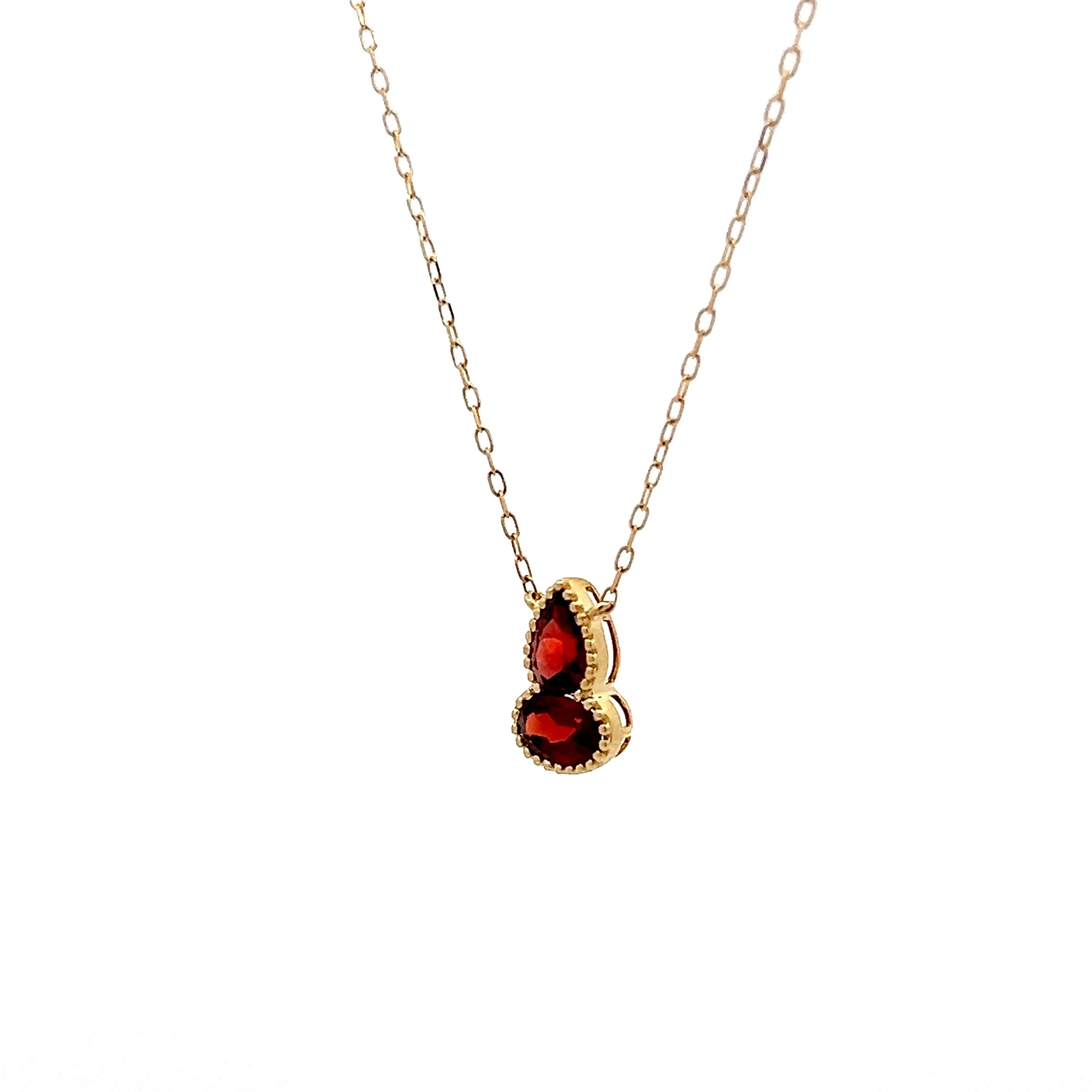 1.06 Red Garnet Bezel Pendant in 14k Yellow Gold - Image 2