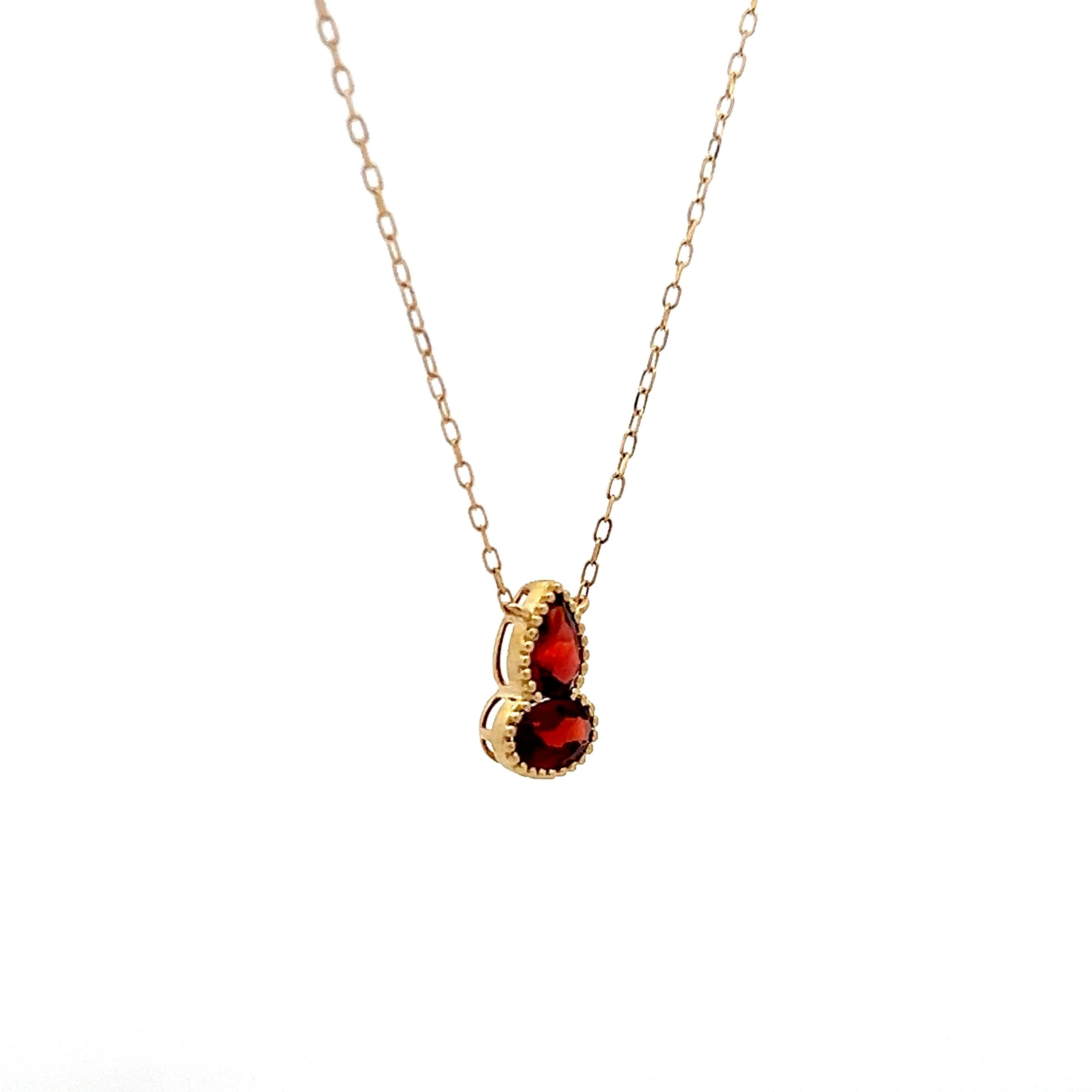 1.06 Red Garnet Bezel Pendant in 14k Yellow Gold - Image 3