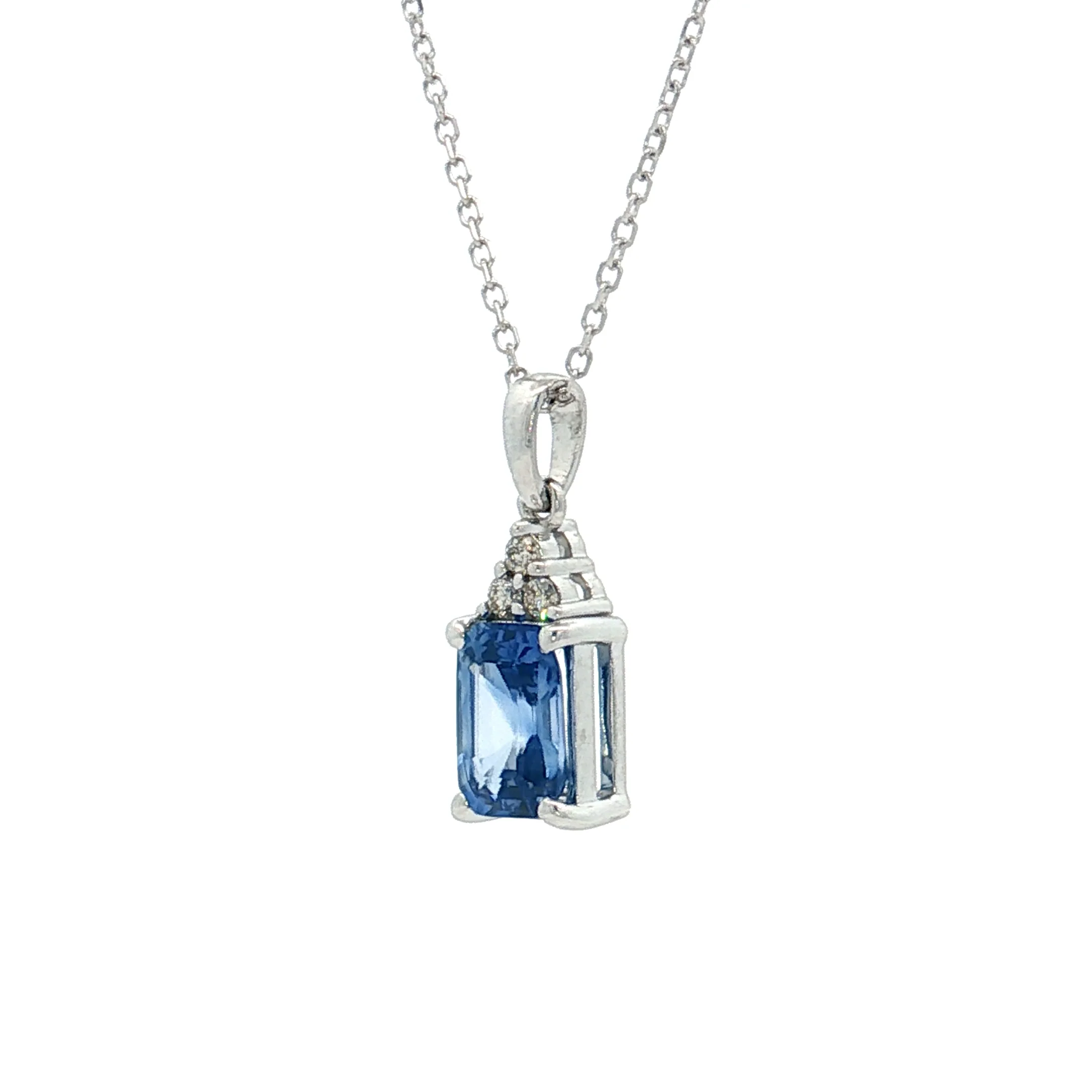 1.06 Sapphire & Diamond Pendant 14k White Gold - Image 2
