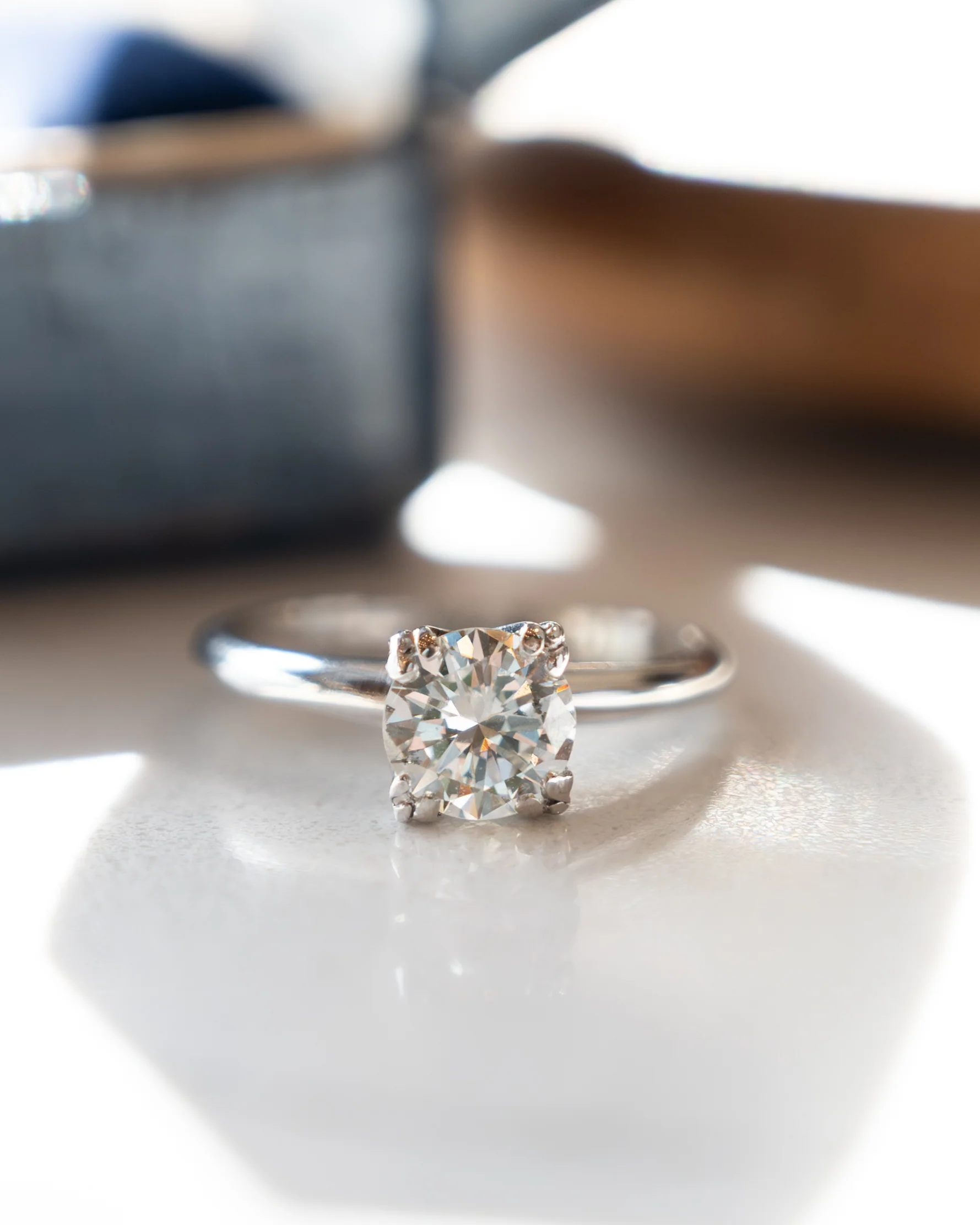 1.06 Transitional Diamond Engagement Ring 14k White Gold - Image 6