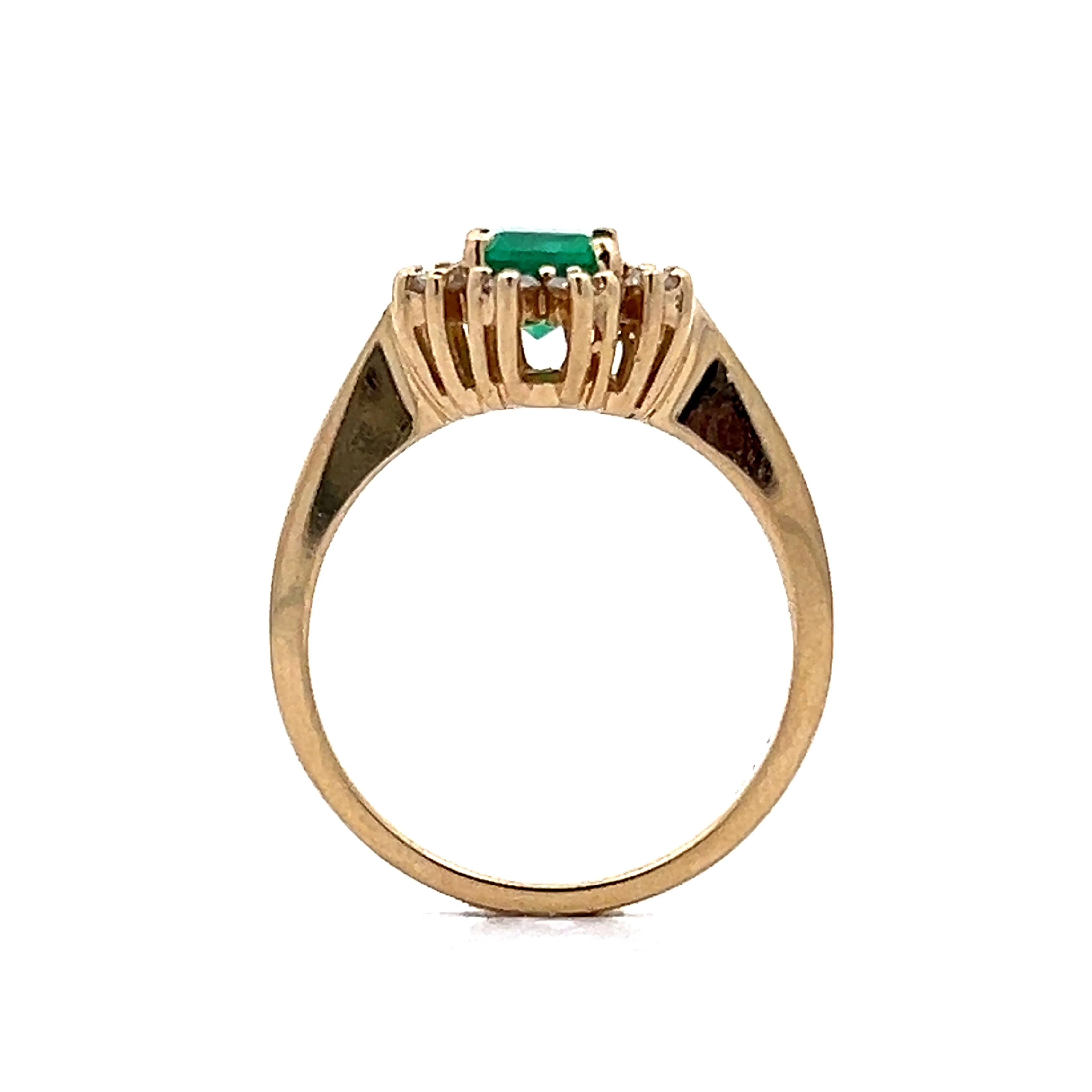 1.07 Emerald & Diamond Halo Cocktail Ring in 14k - Image 4