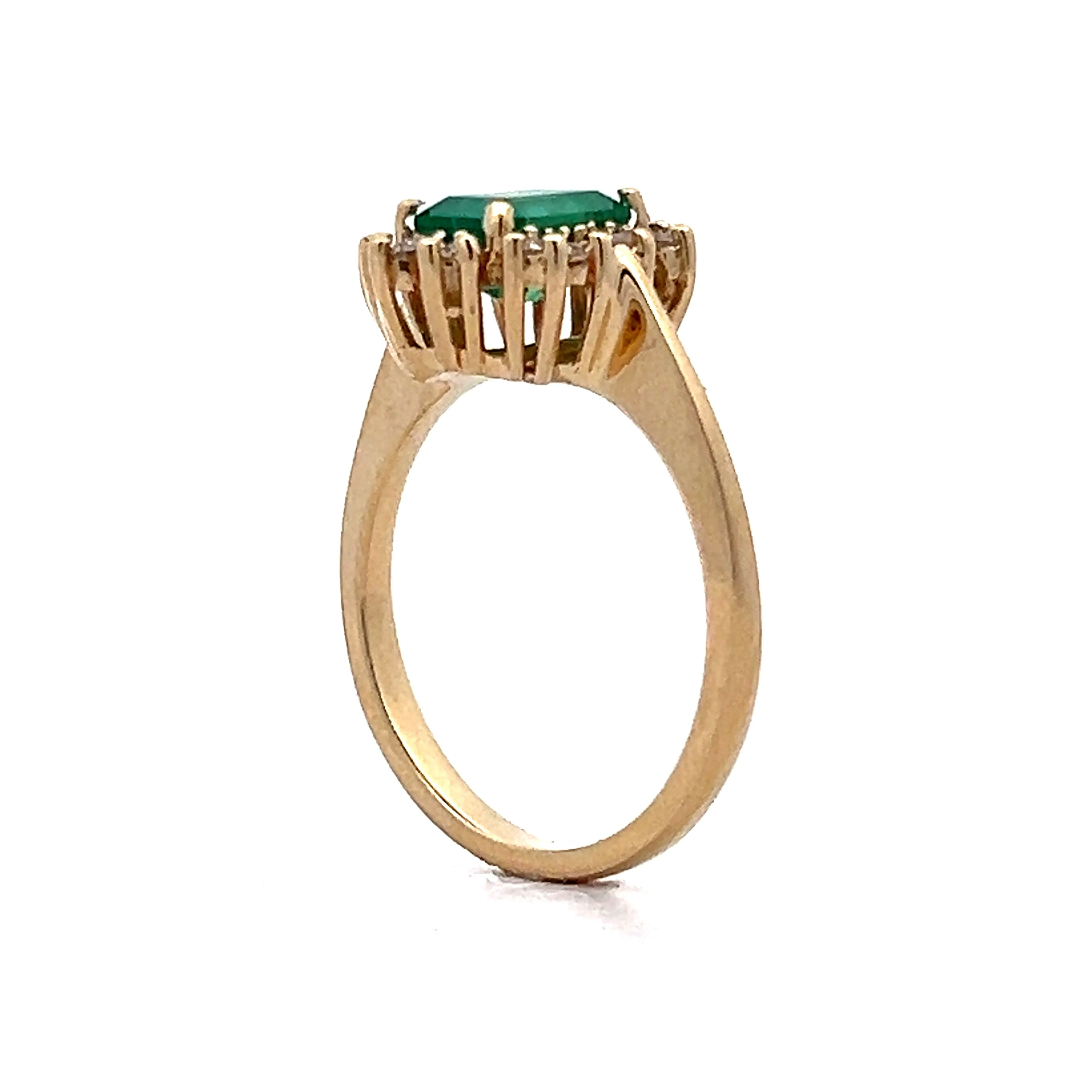 1.07 Emerald & Diamond Halo Cocktail Ring in 14k - Image 5