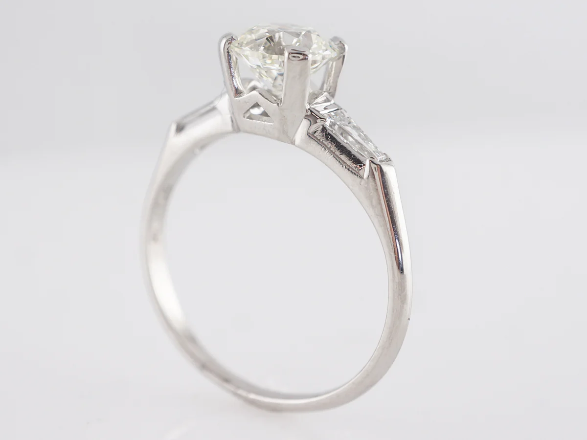 1.07 Mid-Century Round Diamond Engagement Ring in Platinum - Image 5