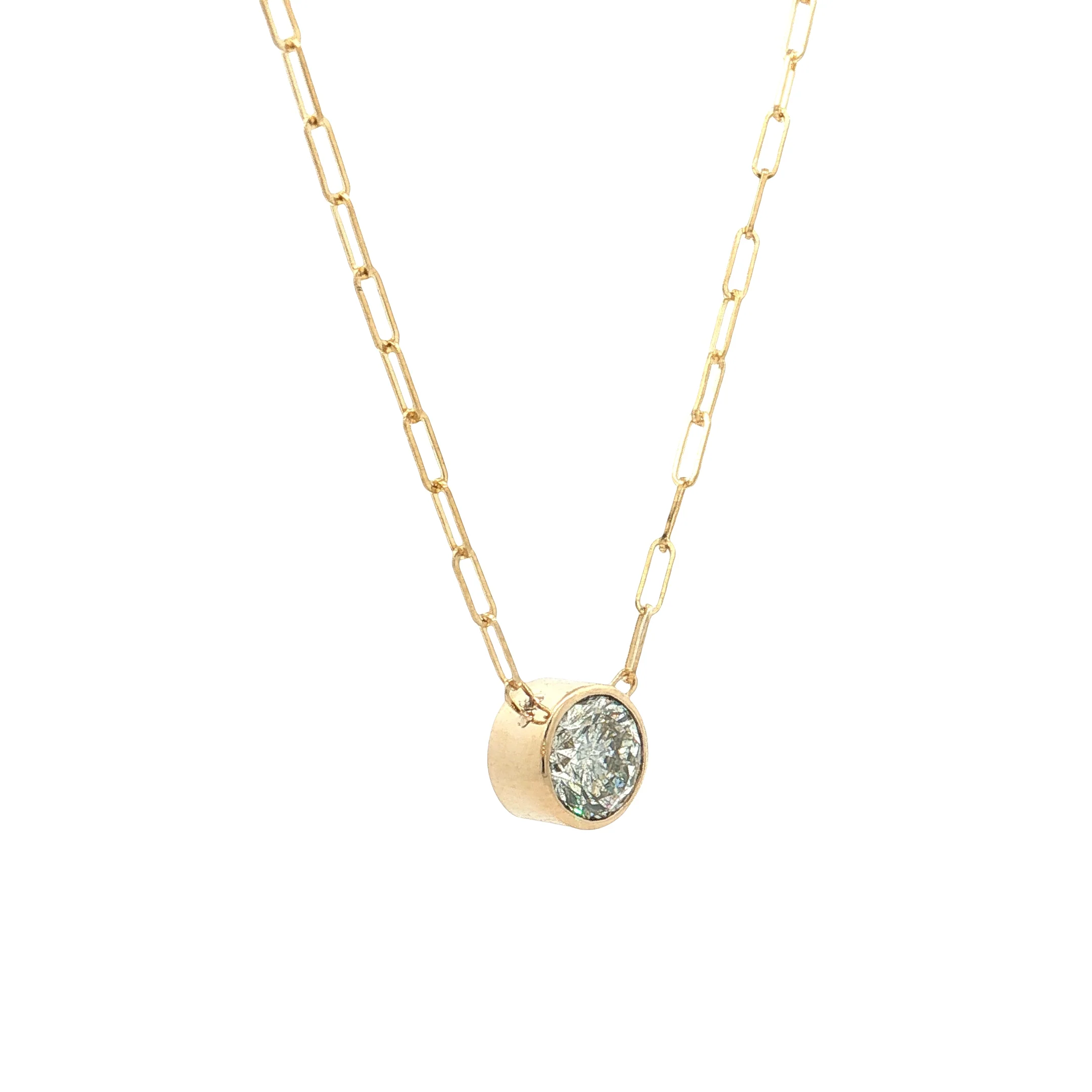 1.07 Round Brilliant Diamond Pendant Necklace 14k - Image 3