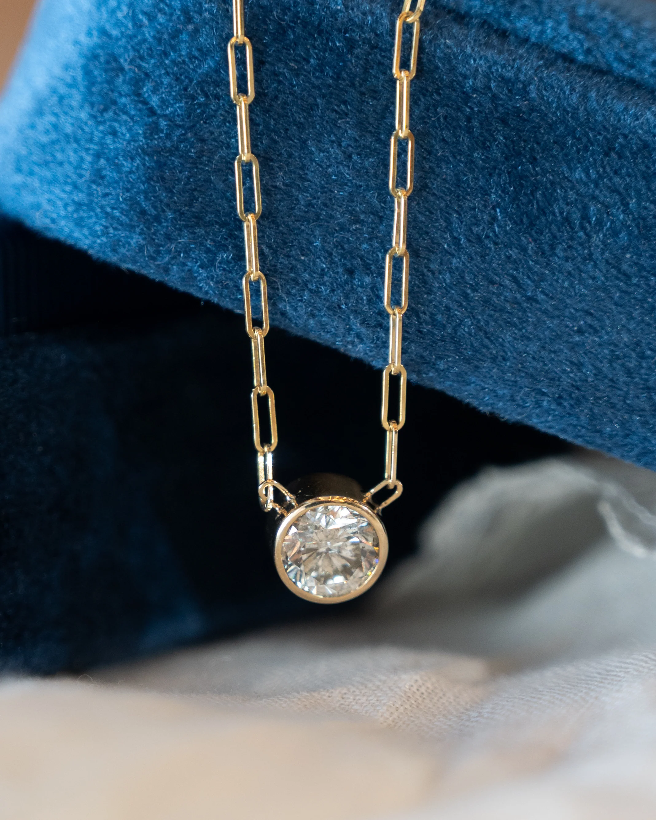 1.07 Round Brilliant Diamond Pendant Necklace 14k - Image 5