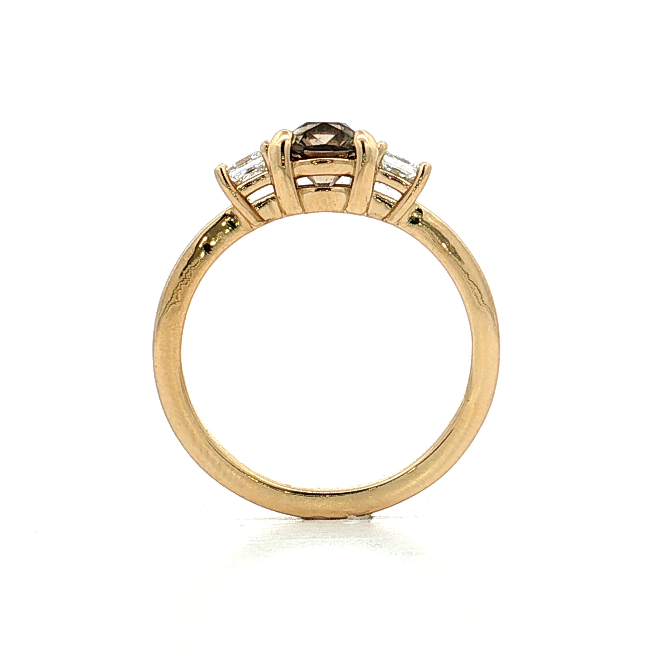 1.08 Fancy Brown Diamond Engagement Ring 14k Yellow Gold - Image 4