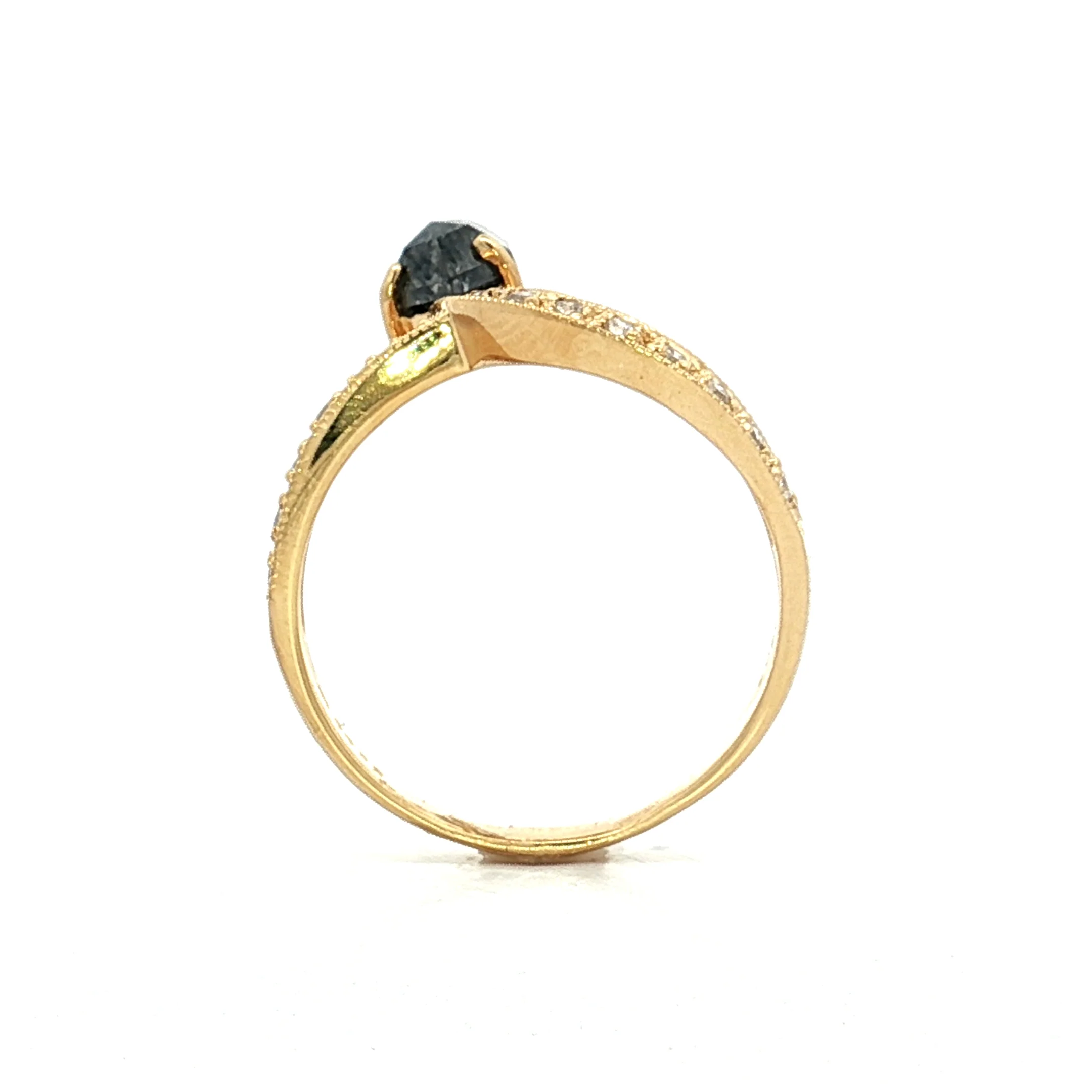 1.08 Hexagon Diamond Snake Ring 18k Yellow Gold - Image 4