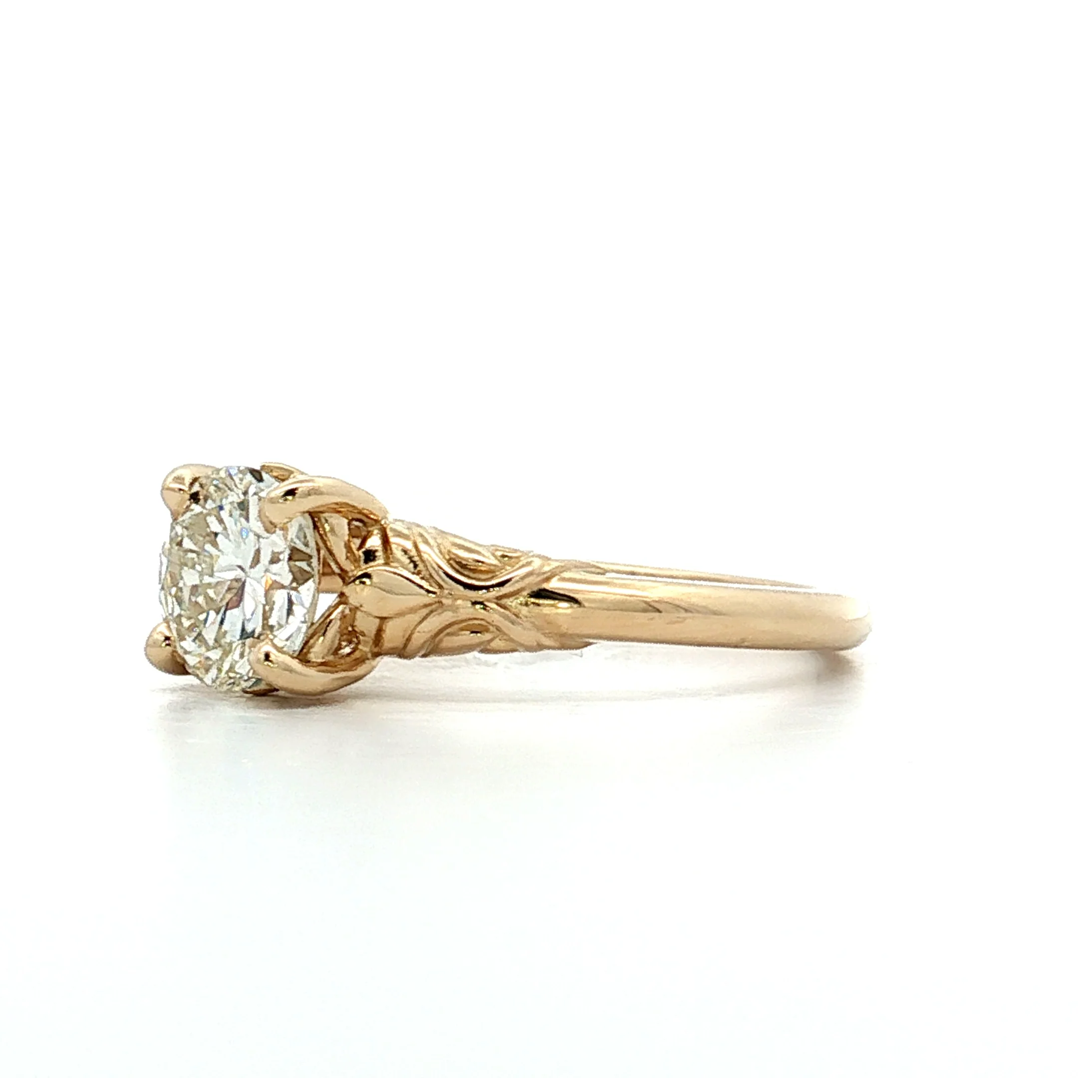1.08 Round Diamond Engagement Ring 14k Yellow Gold - Image 2