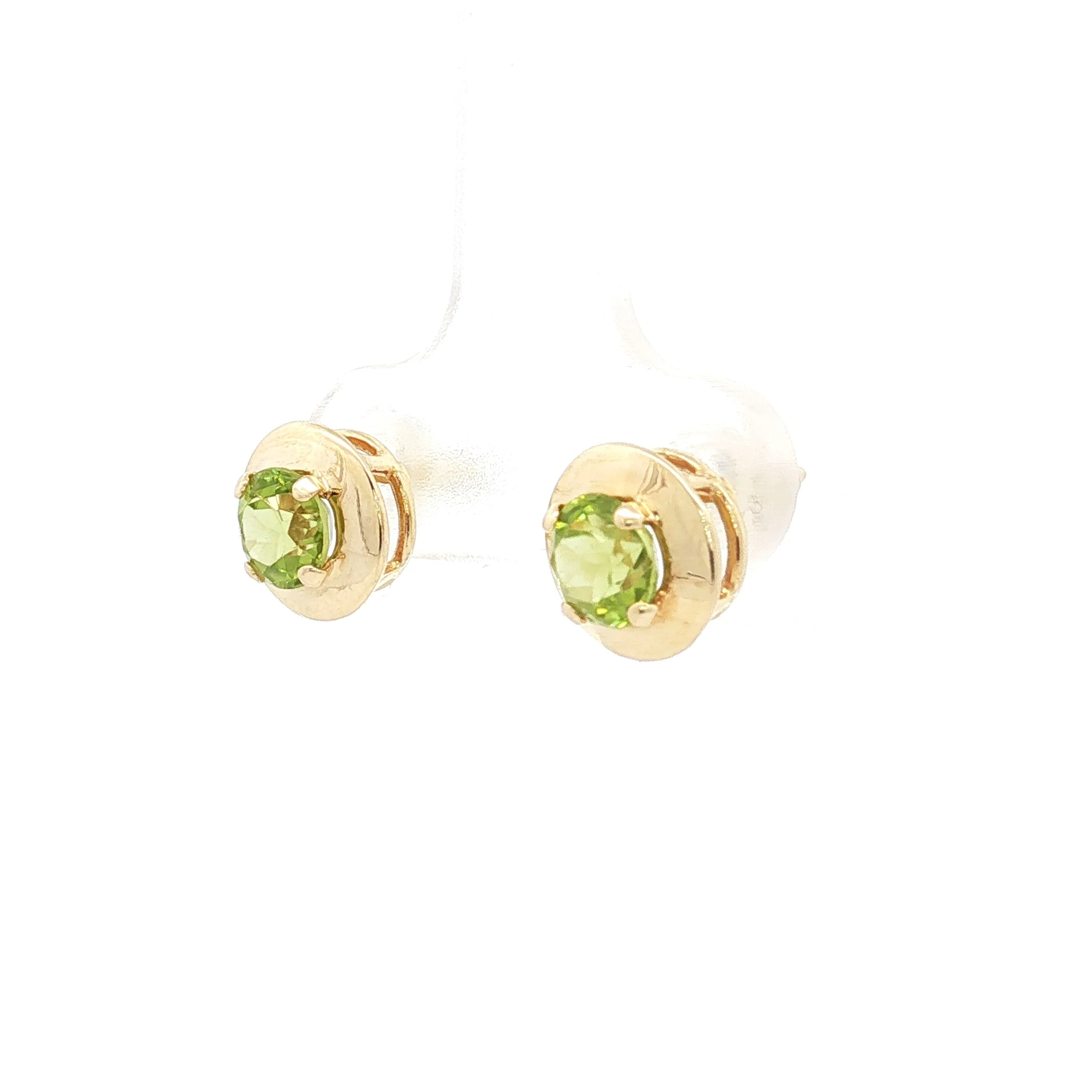 1.08 Round Peridot Stud Earrings in 14k Yellow Gold - Image 2