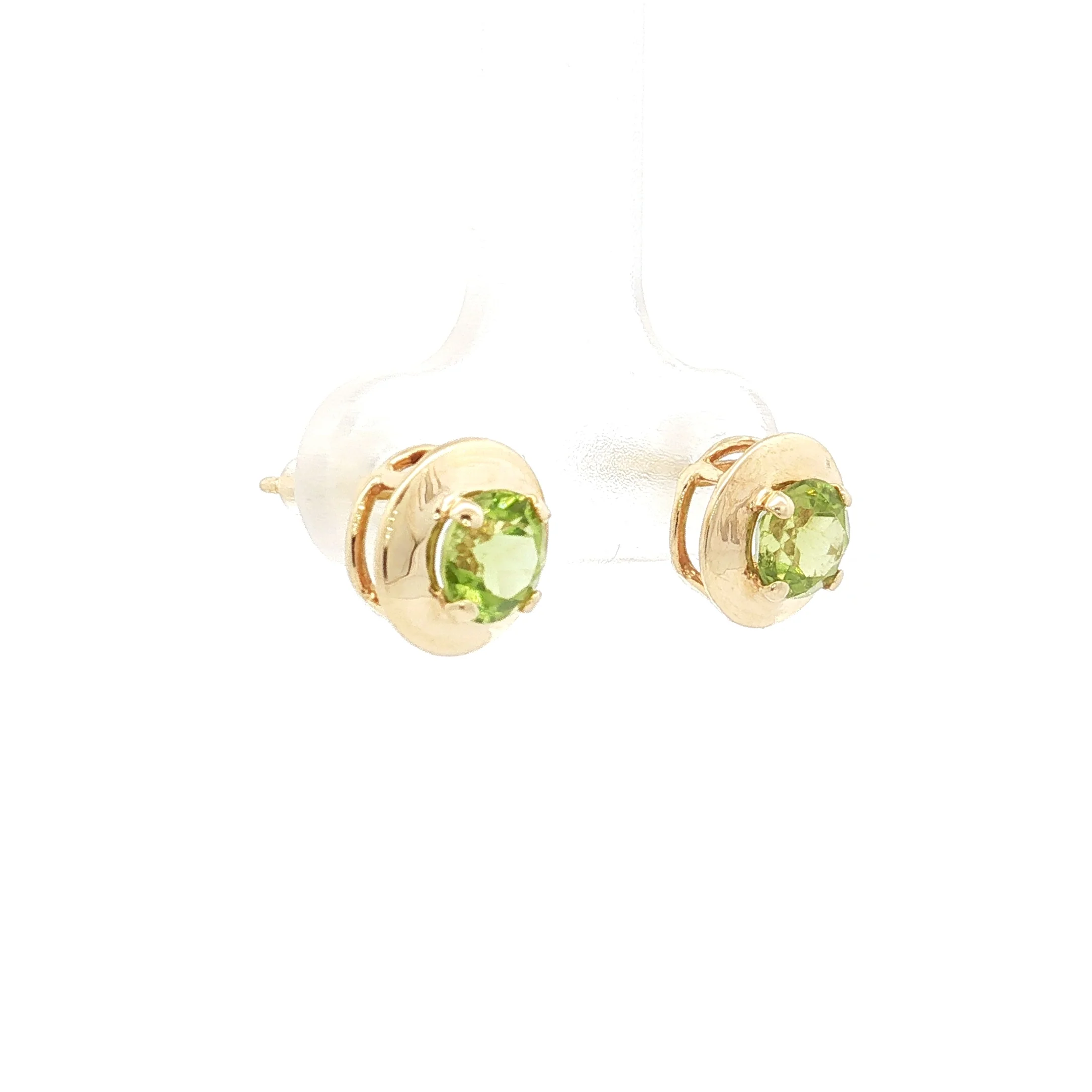 1.08 Round Peridot Stud Earrings in 14k Yellow Gold - Image 3