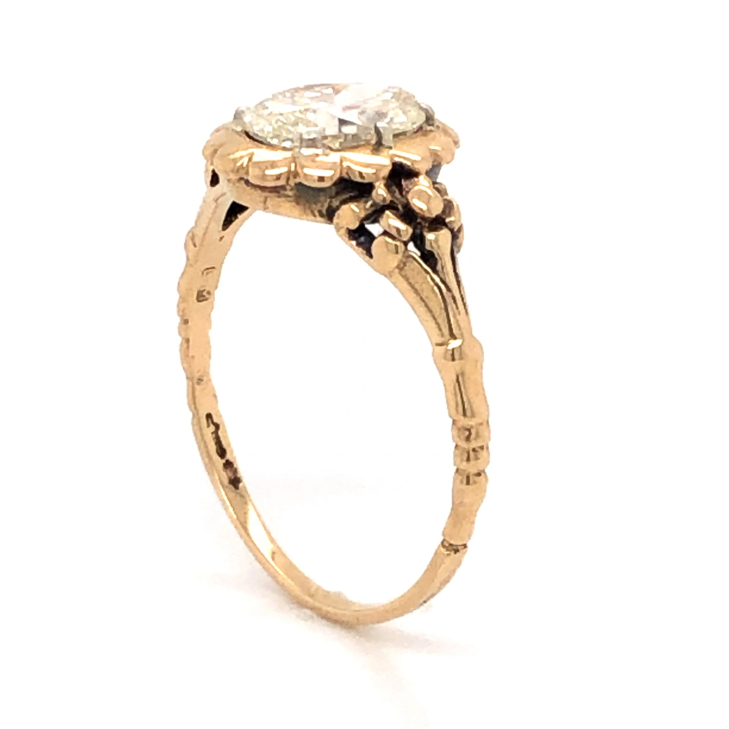 1.08 Victorian Oval Cut Diamond Engagement Ring in 14k Yellow Gold - Image 4