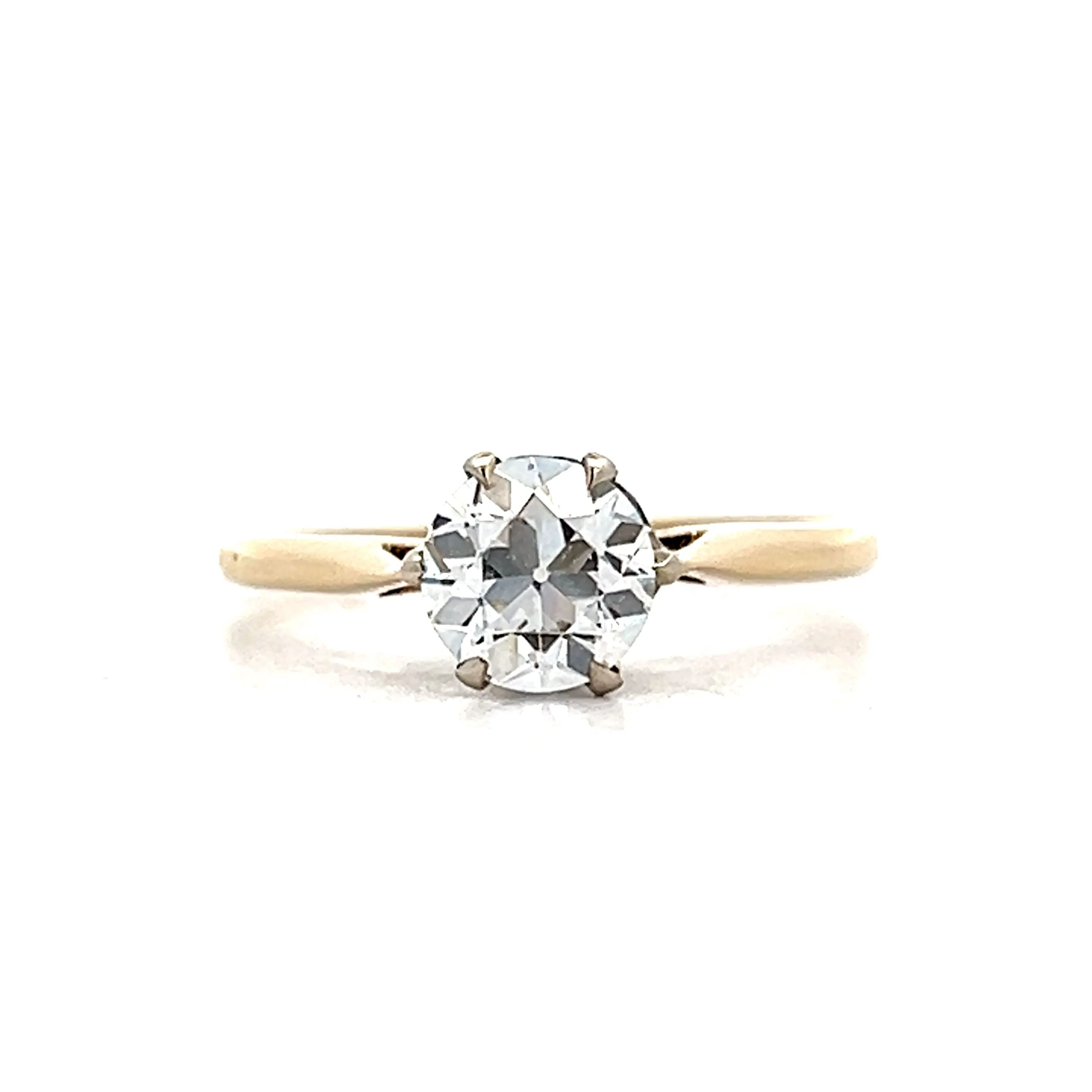 1.09 Antique Old European Solitaire Engagement Ring in Yellow Gold