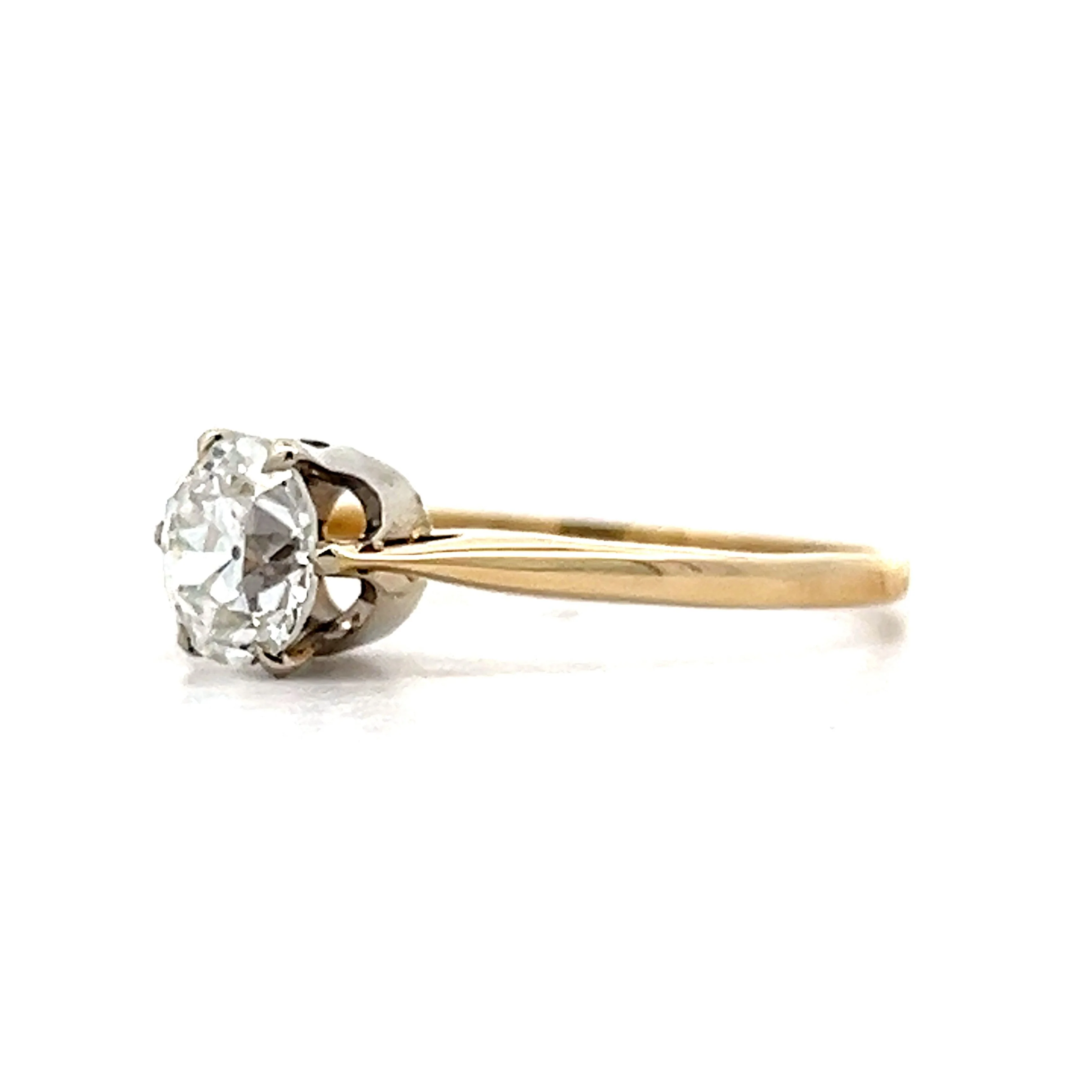 1.09 Antique Old European Solitaire Engagement Ring in Yellow Gold - Image 2
