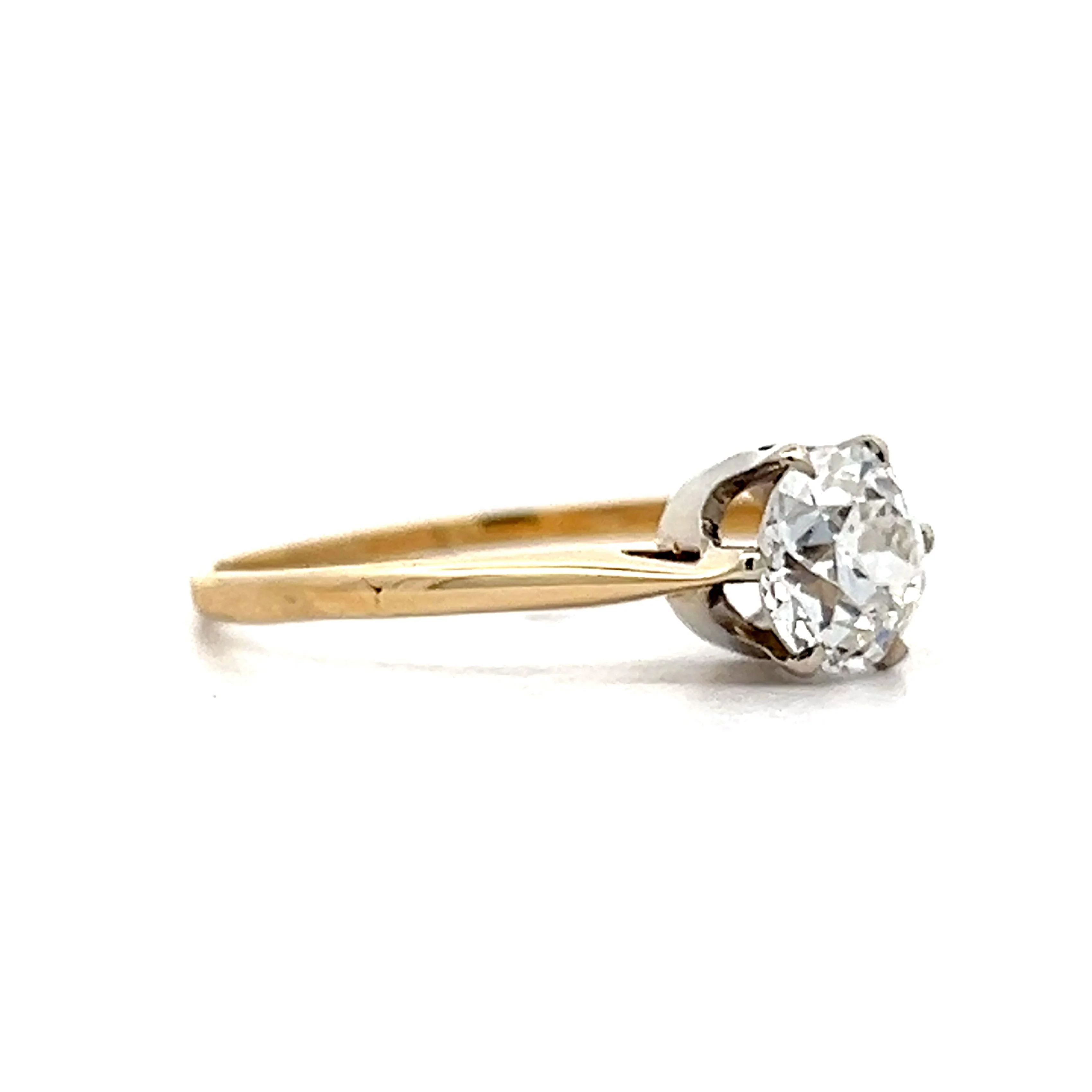 1.09 Antique Old European Solitaire Engagement Ring in Yellow Gold - Image 3