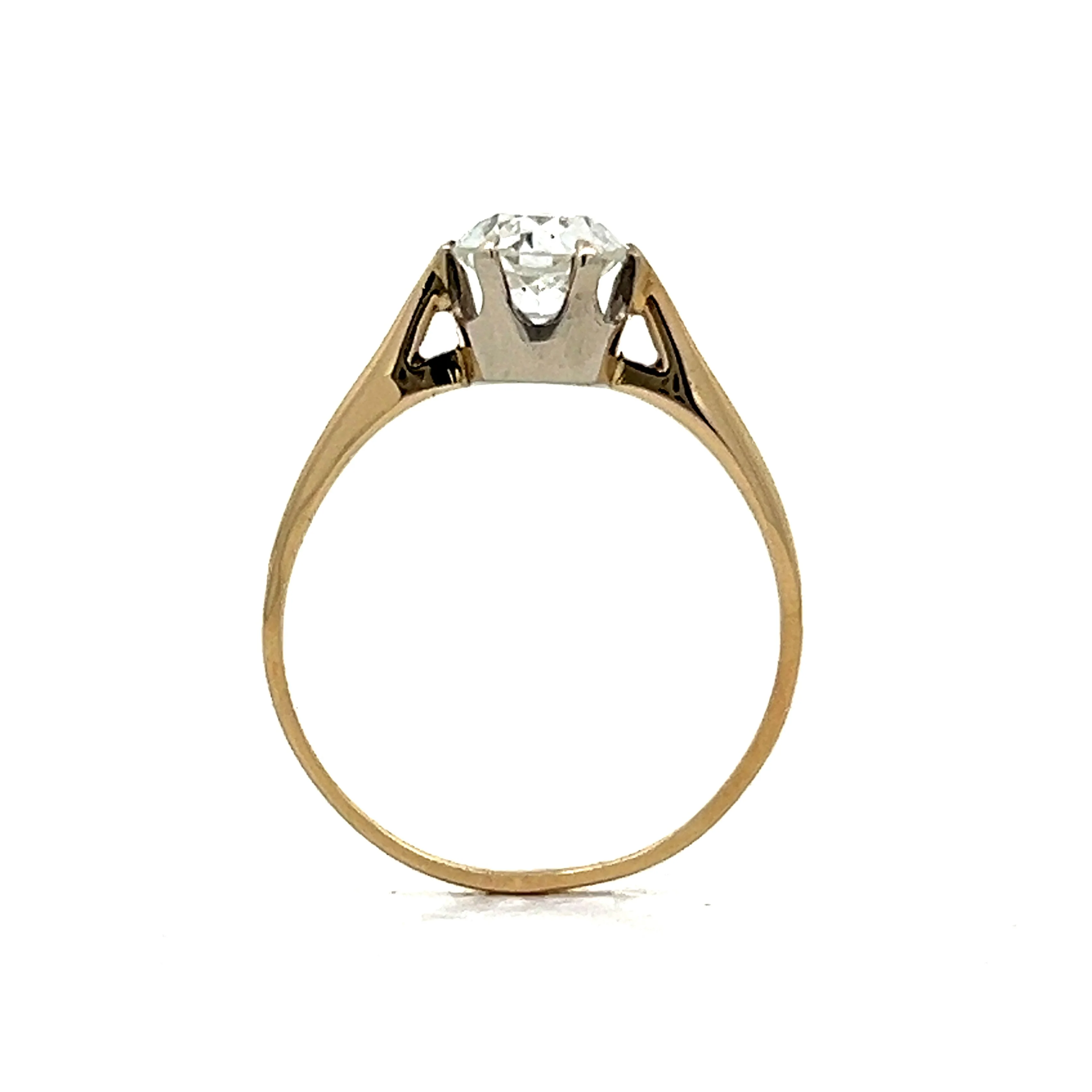 1.09 Antique Old European Solitaire Engagement Ring in Yellow Gold - Image 4