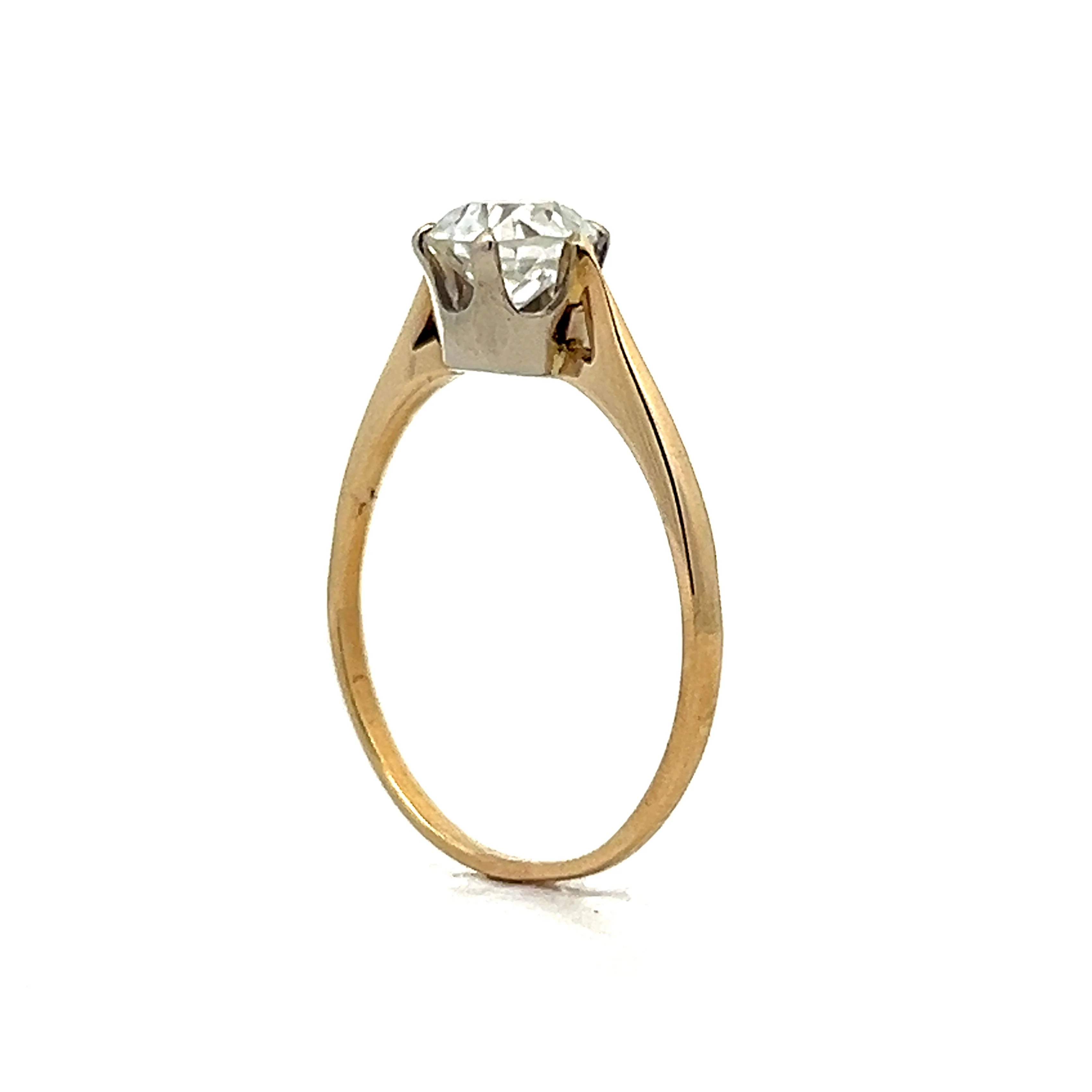 1.09 Antique Old European Solitaire Engagement Ring in Yellow Gold - Image 5