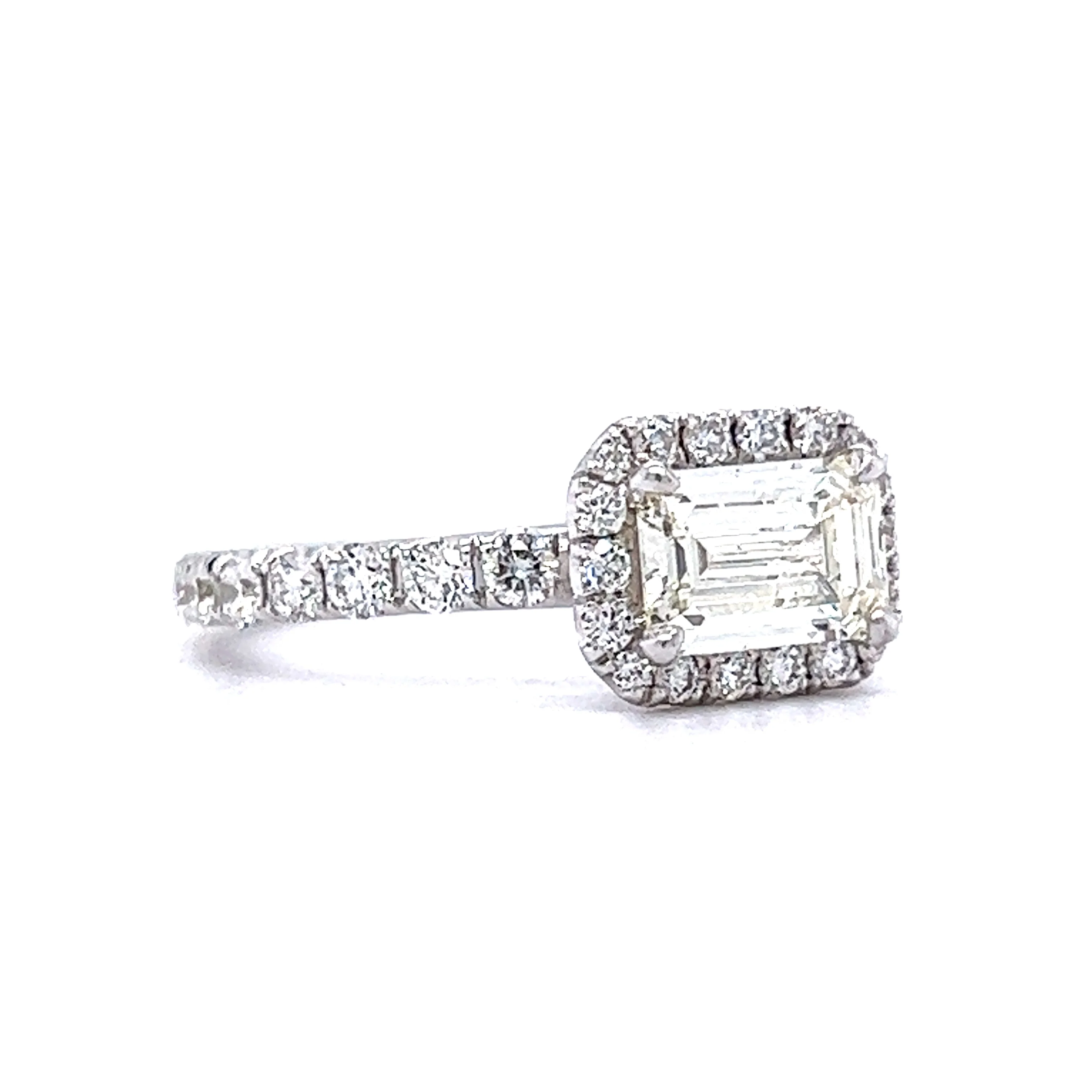 1.09 Emerald Cut Diamond Engagement Ring in 18k White Gold - Image 3