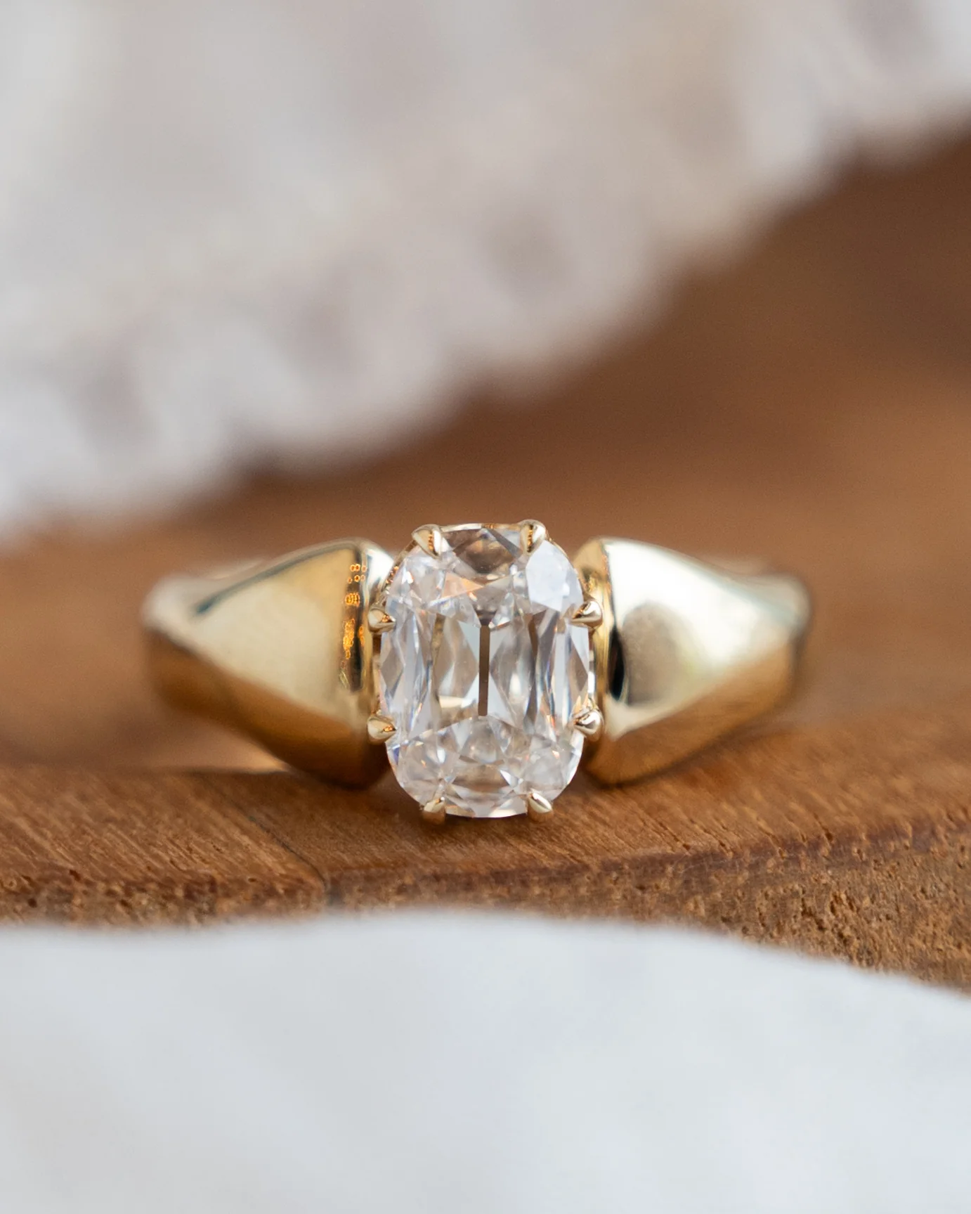 1.09 Old Mine Cushion Cut Diamond Engagement Ring 14k - Image 6