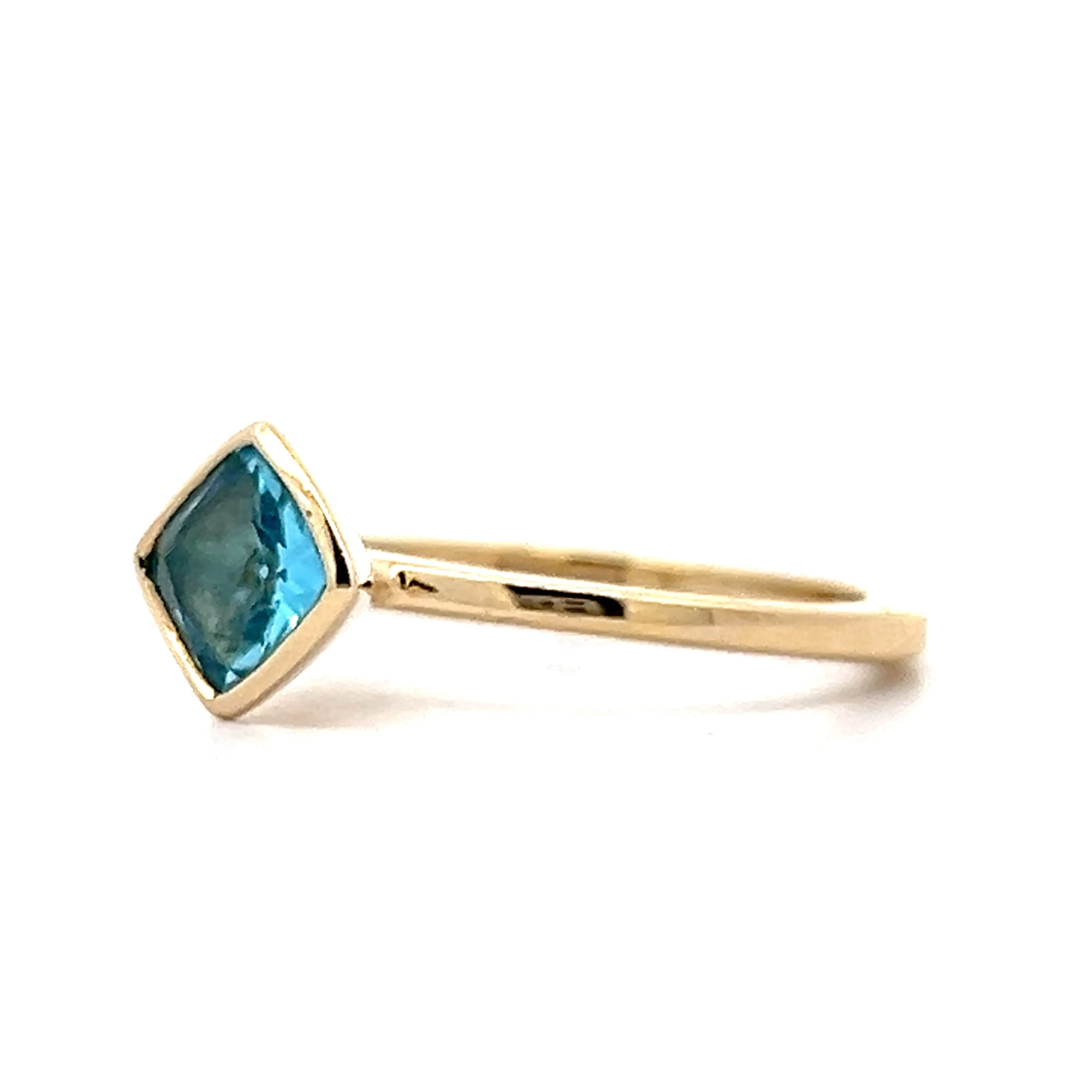 1.09 Square Cut Blue Topaz in 14k Yellow Gold - Image 2