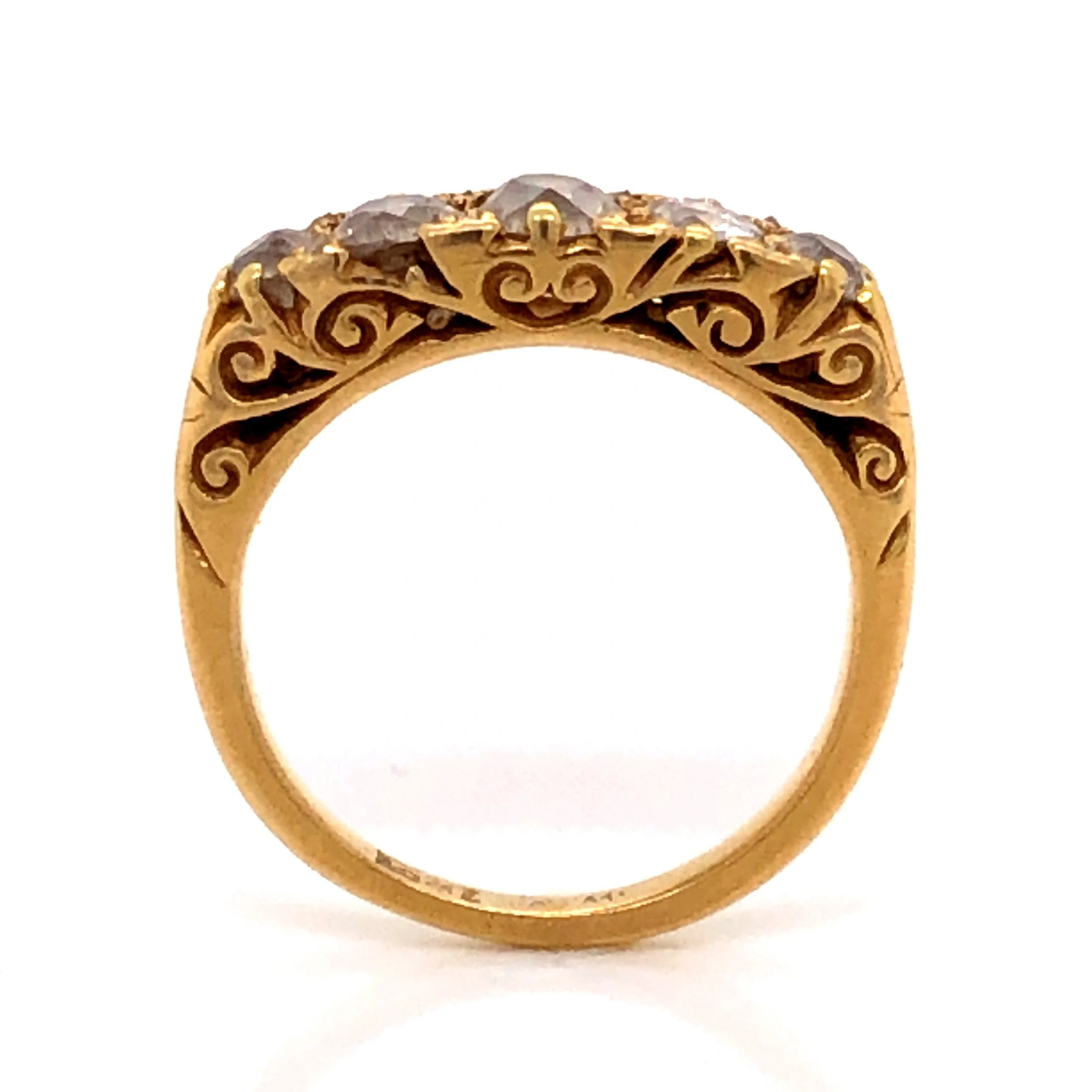 1.09 Victorian Mine Cut Diamond Cocktail Ring in 18K Yellow Gold - Image 4