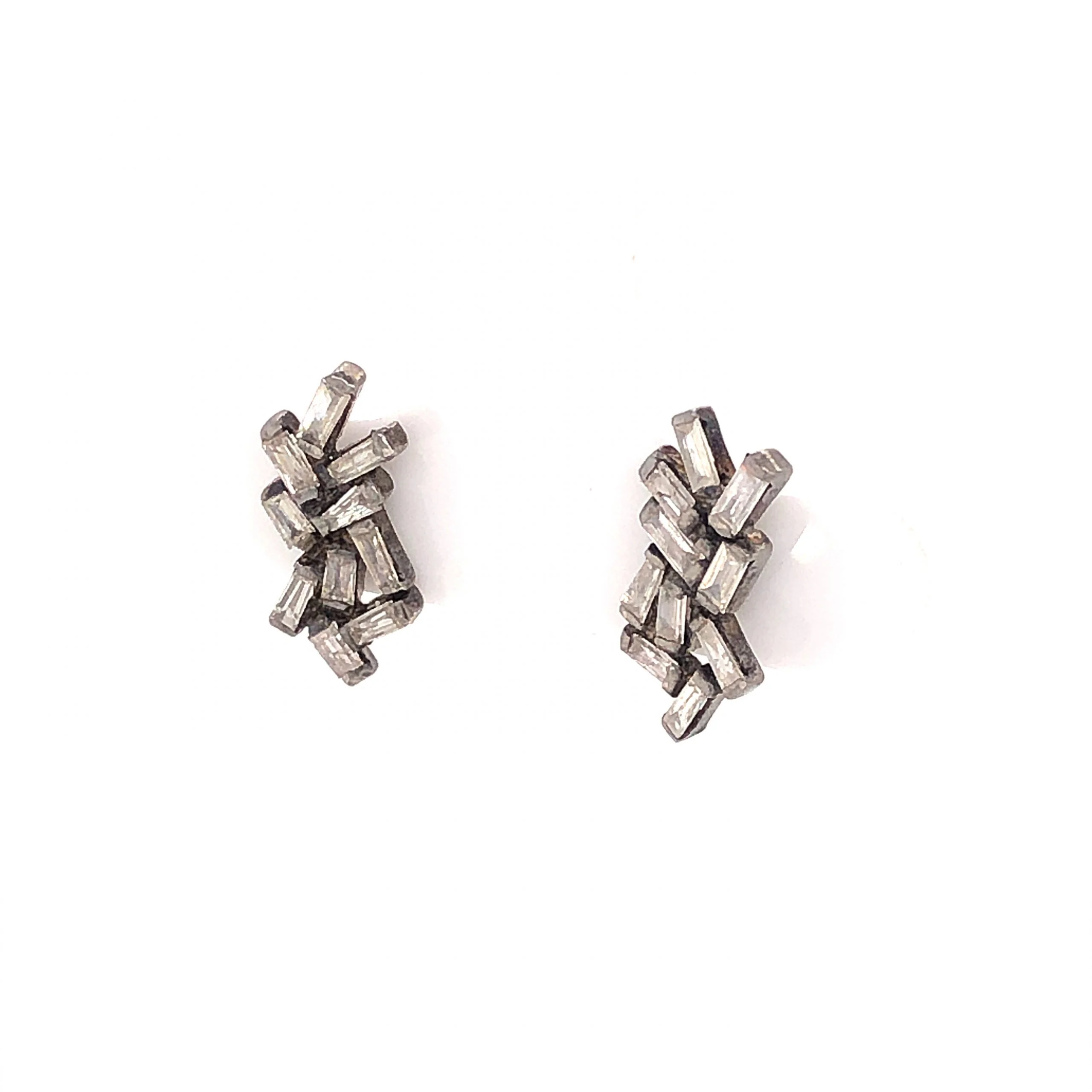 1.10 Baguette Diamond Earrings in Sterling Silver - Image 2