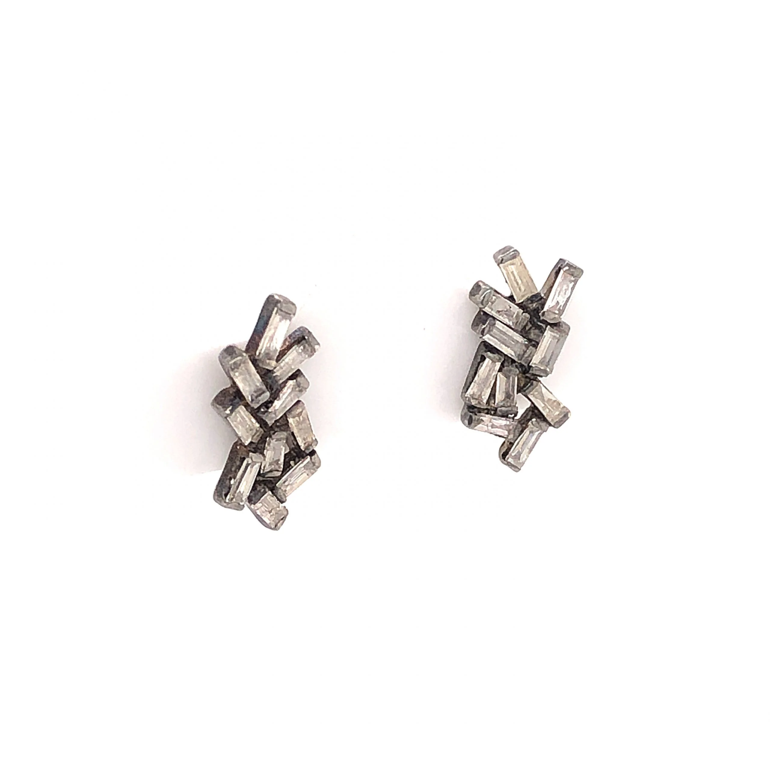 1.10 Baguette Diamond Earrings in Sterling Silver - Image 3