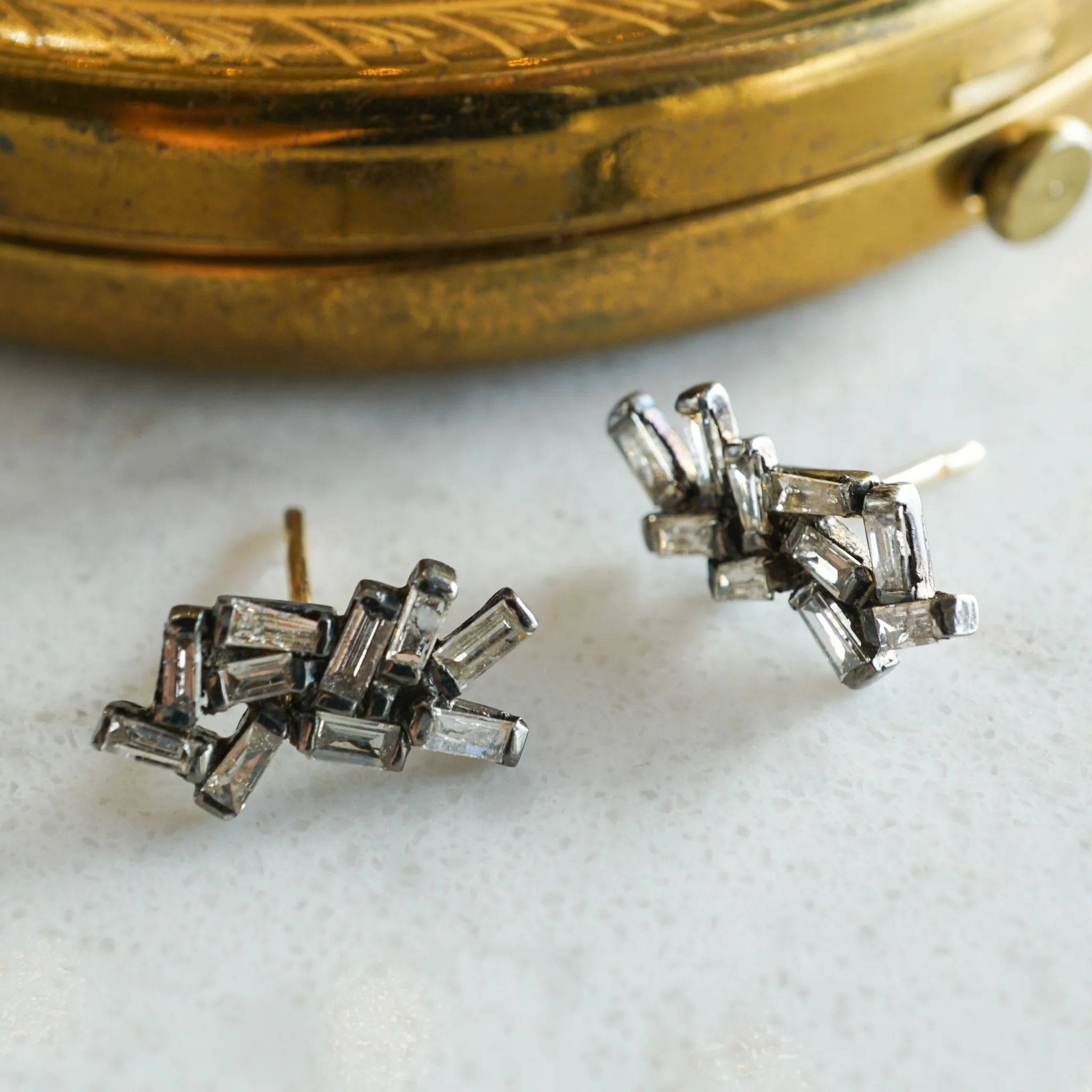 1.10 Baguette Diamond Earrings in Sterling Silver - Image 4