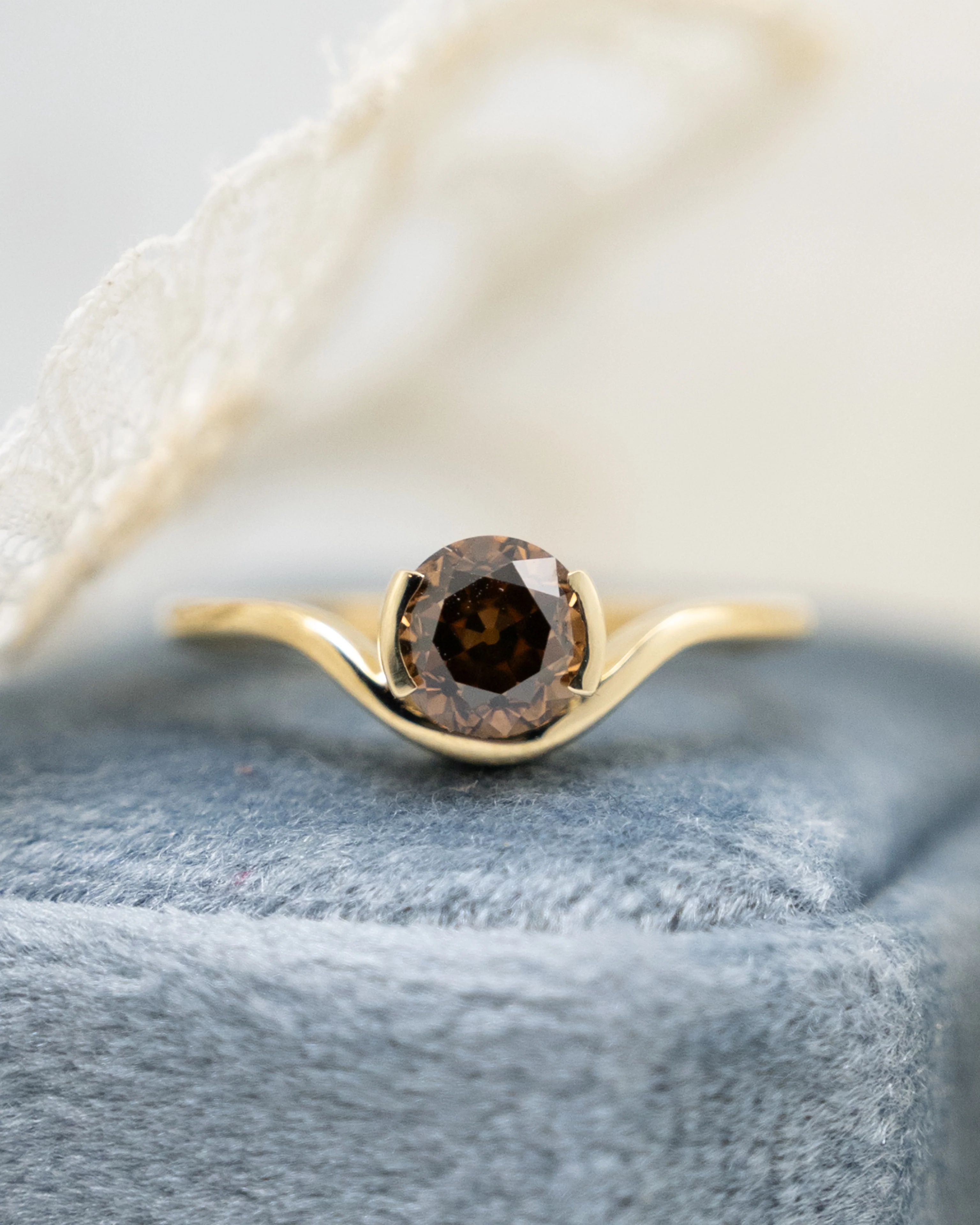 1.10 Brown European Diamond Engagement Ring in 14k - Image 6