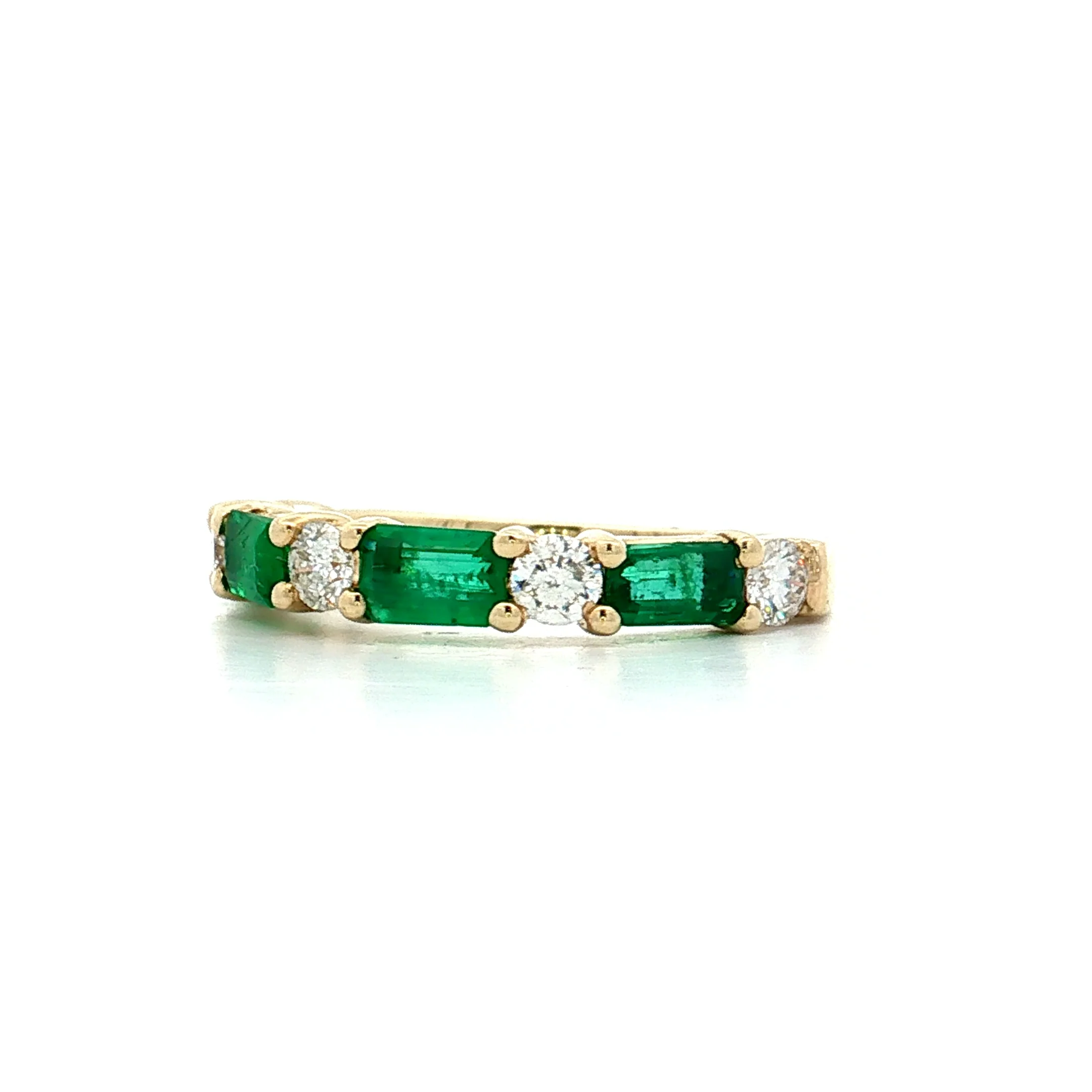 1.10 Emerald & Diamond Stacking Band 14k Yellow Gold - Image 2