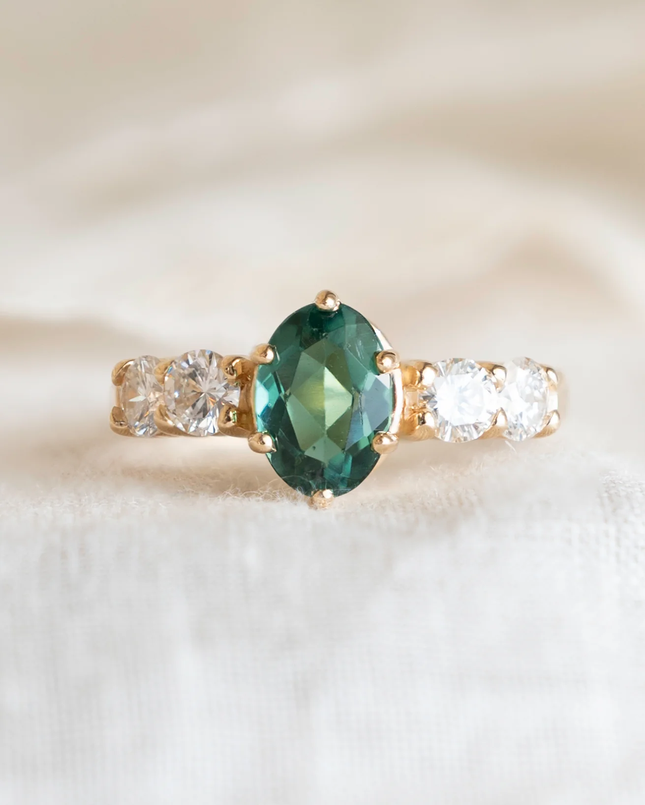 1.10 Green Tourmaline Engagement Ring in 14k - Image 6